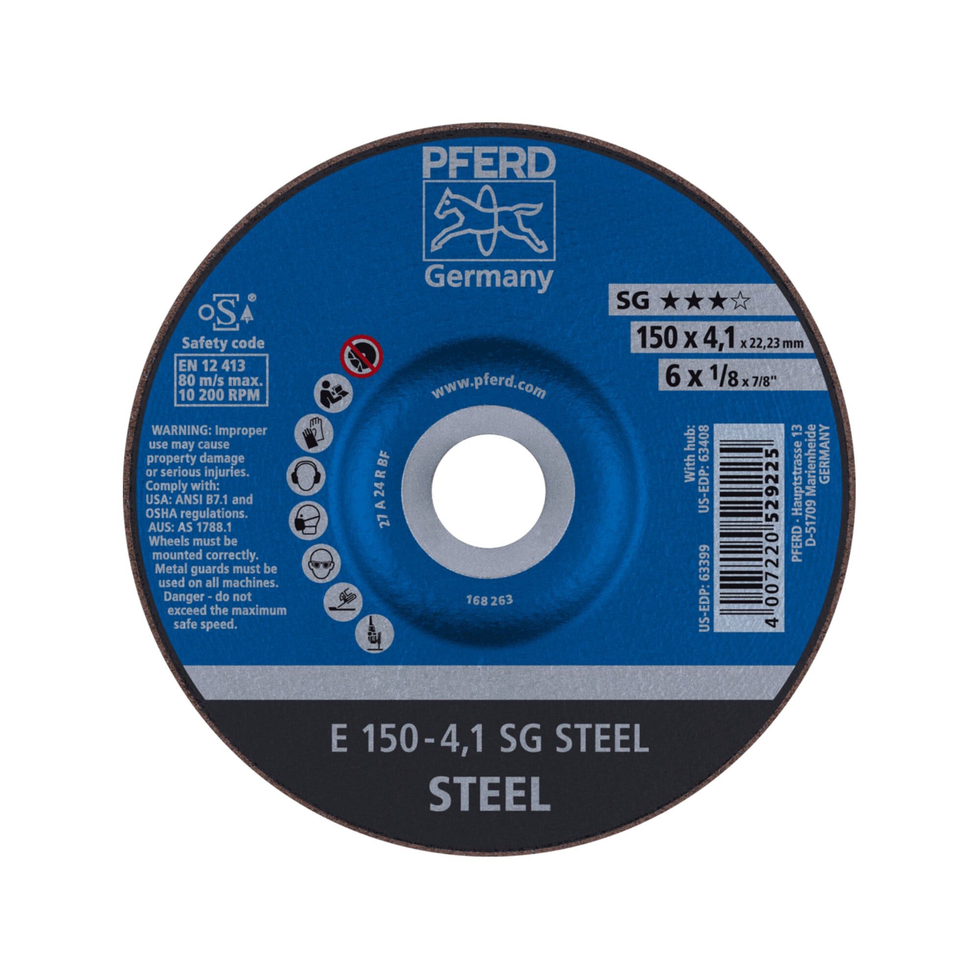 Pferd Schruppscheibe PFERD TOOLS Schruppscheibe E 150x4,1x22,23 mm Leistungslinie SG STEEL