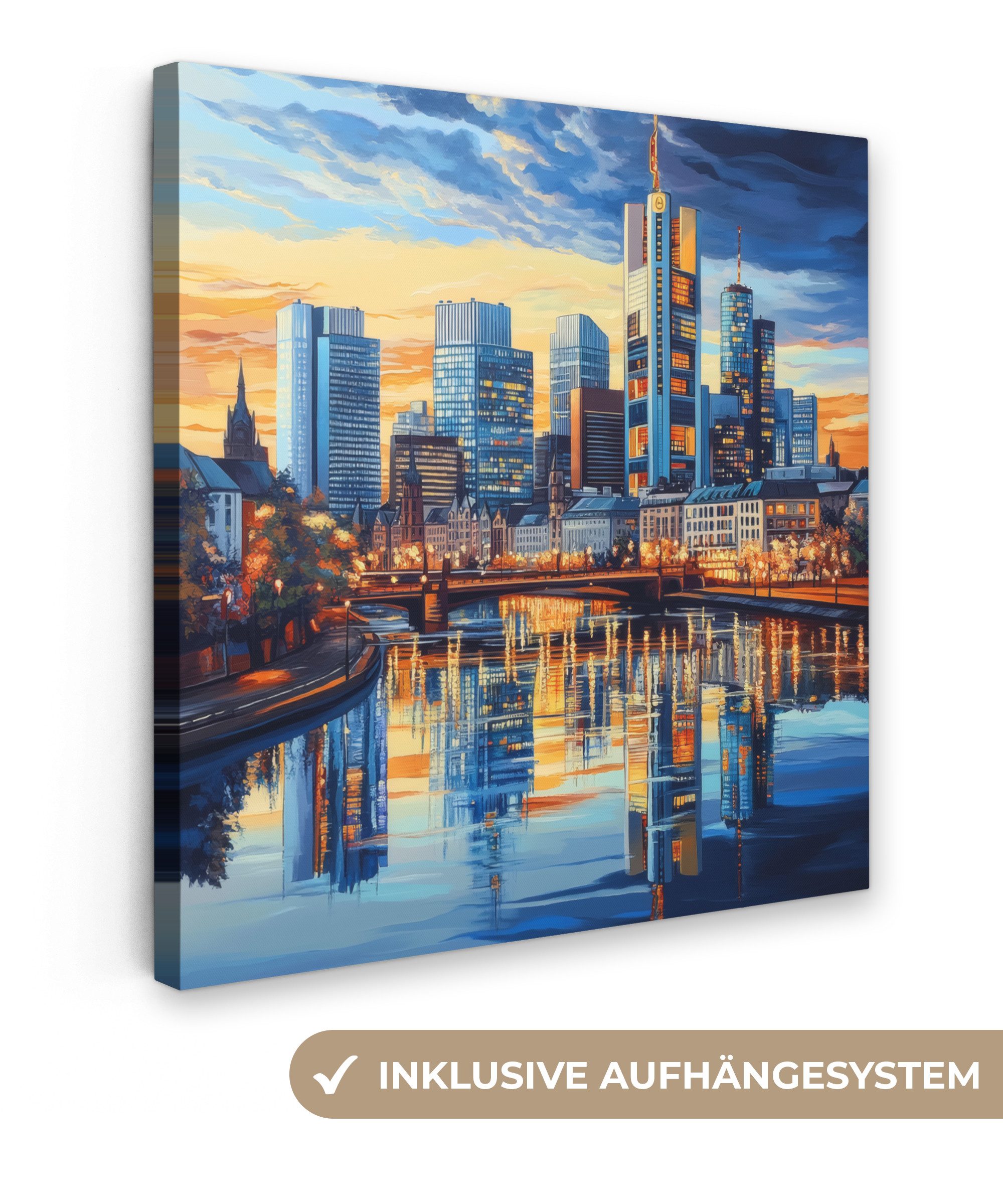 OneMillionCanvasses® Leinwandbild Sonnenuntergang Frankfurt - Stadt - Skyli günstig online kaufen