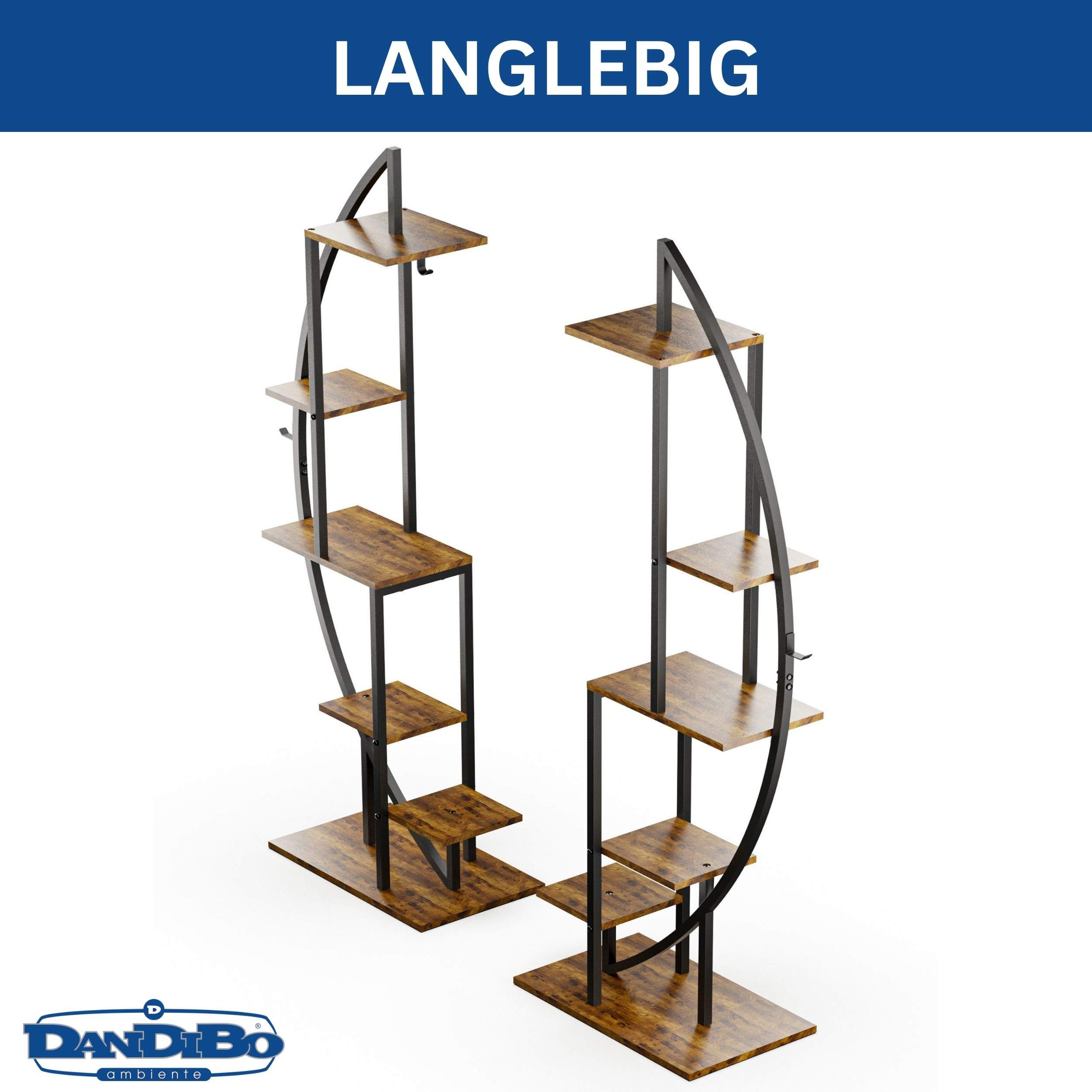 DanDiBo Blumenständer Blumenregal indoor 160 cm Hoch Metall Schwarz Rund Blumentreppe, Groß Halbrund Pflanzenständer Modern Design