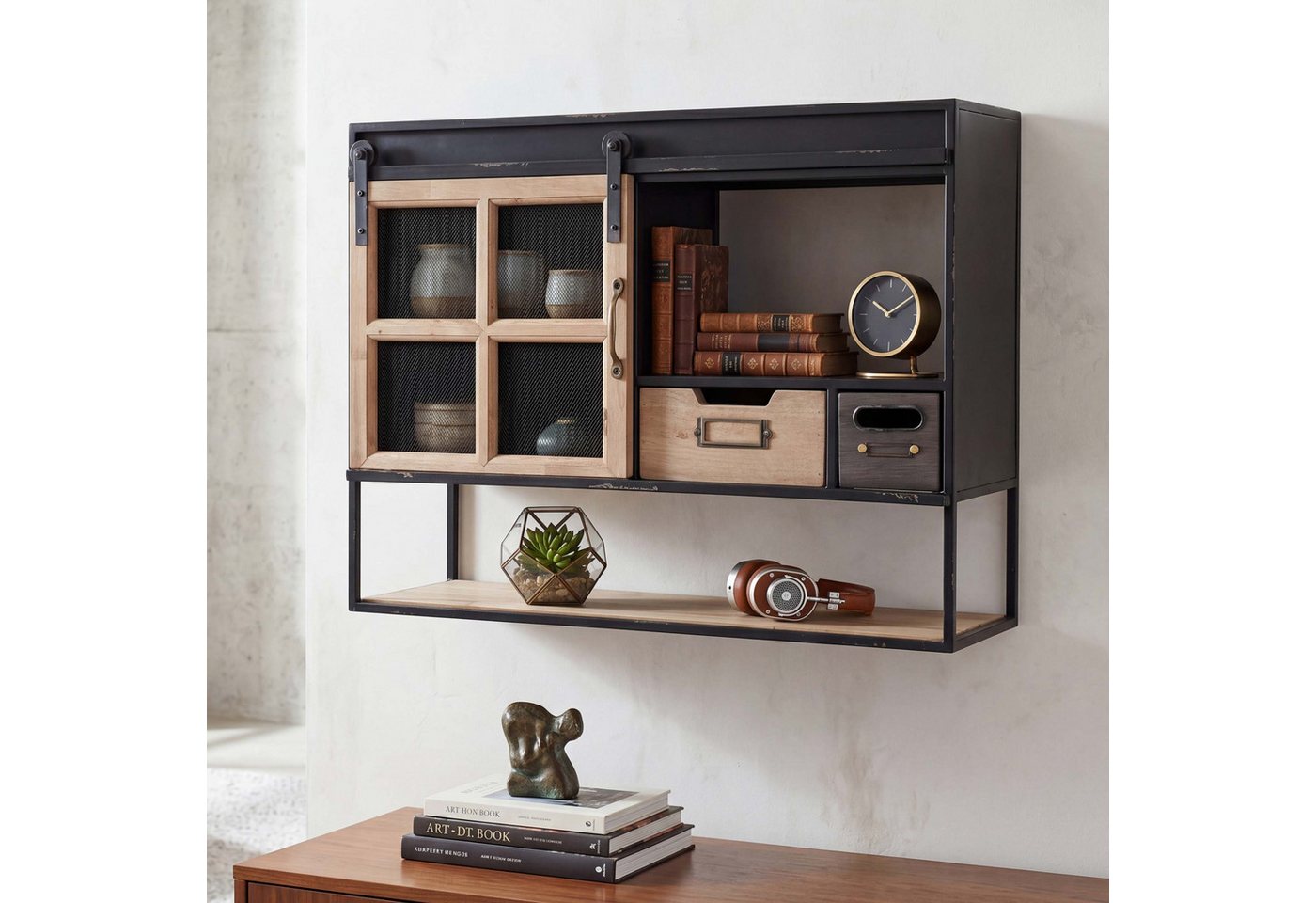 MCW Wandregal MCW-Q79, Dekorativer Shabby-Stil mit Used-Effekten