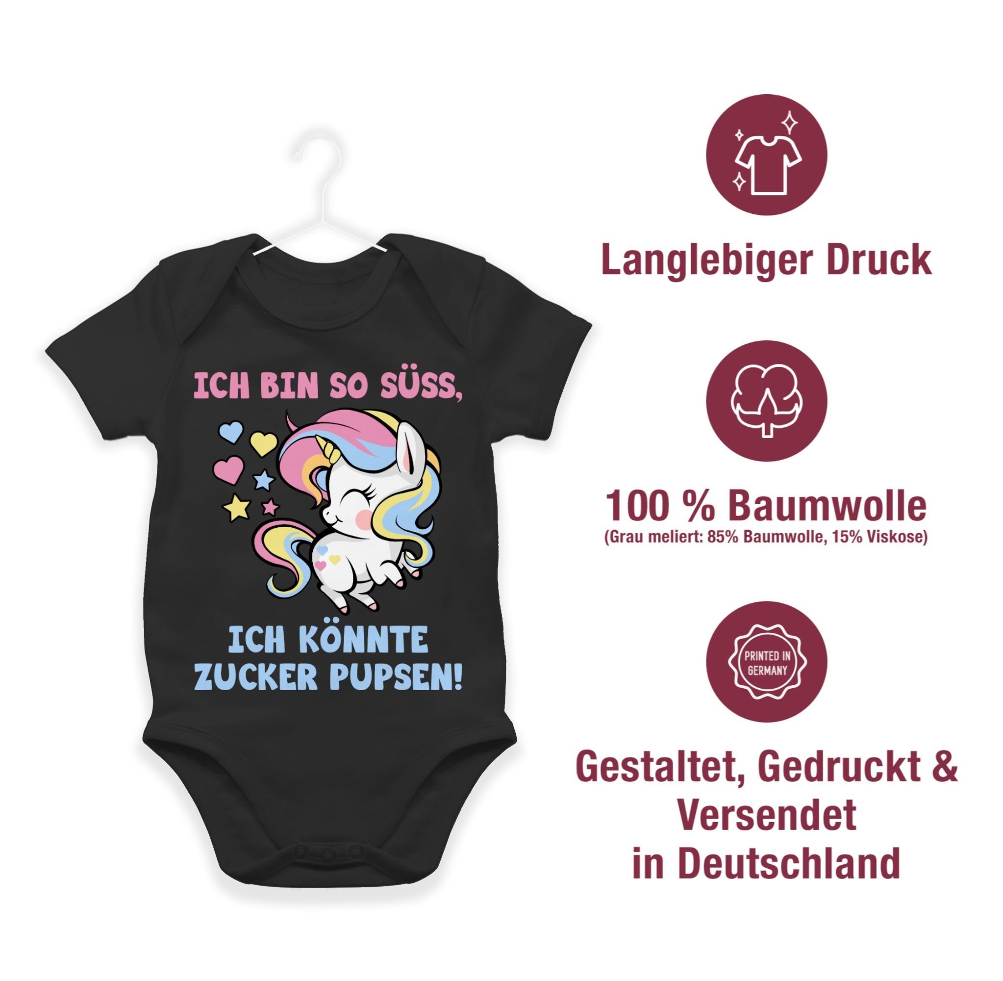 Shirtracer so Zucker ich pupsen Shirtbody bin könnte Statement süß Ich Schwarz 2