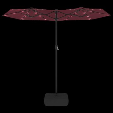 furnicato Sonnenschirm Doppelsonnenschirm mit LEDs Bordeauxrot 316x240 cm