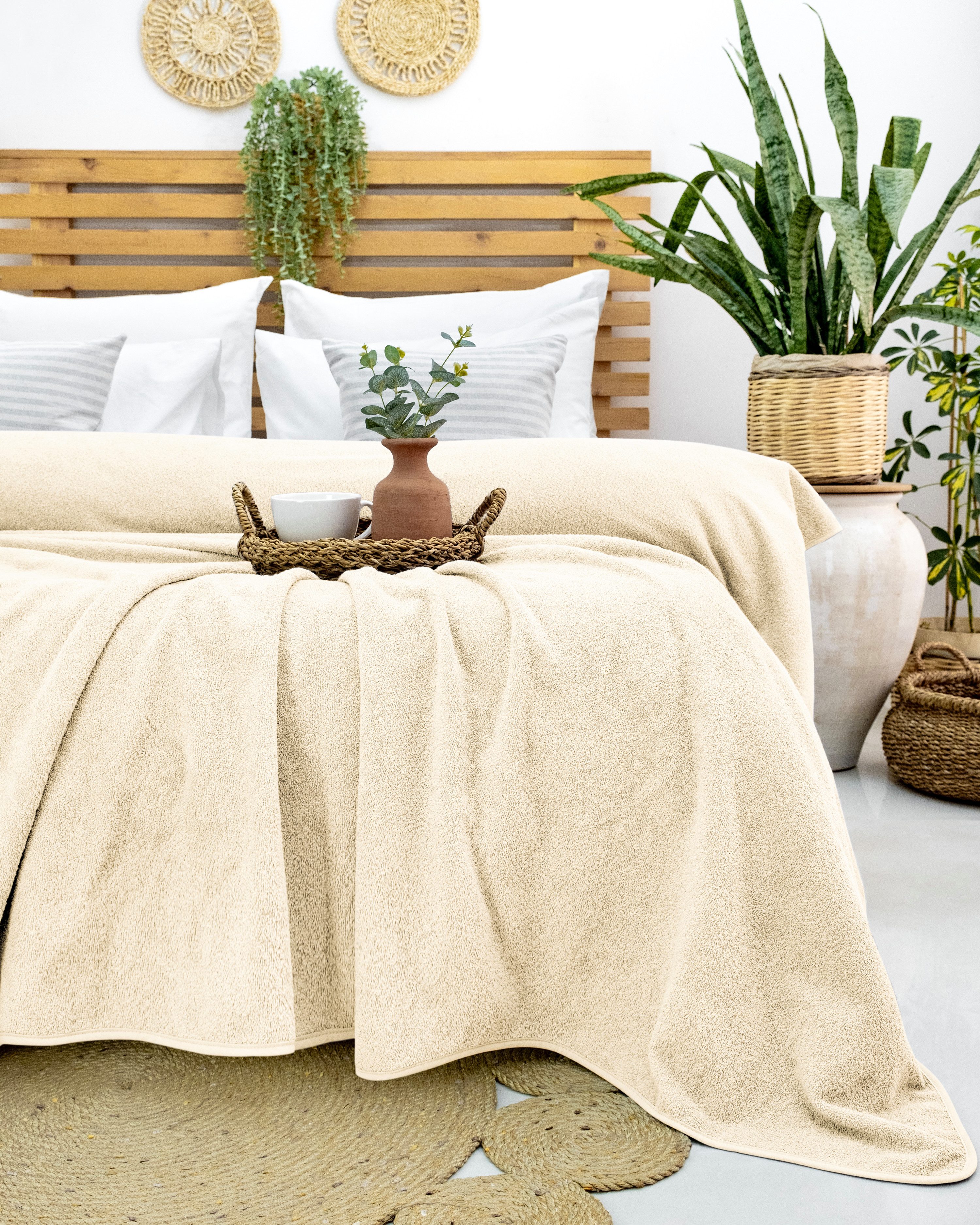Wohndecke Frotteedecke 100% Baumwolle - Sommerdecke, Kuscheldecke, Laynenburg, Baumwolldecke als Sommer, Bett-Überwurf, Couch-Überwurf, Sofa-Decke – Bild 4 von 5