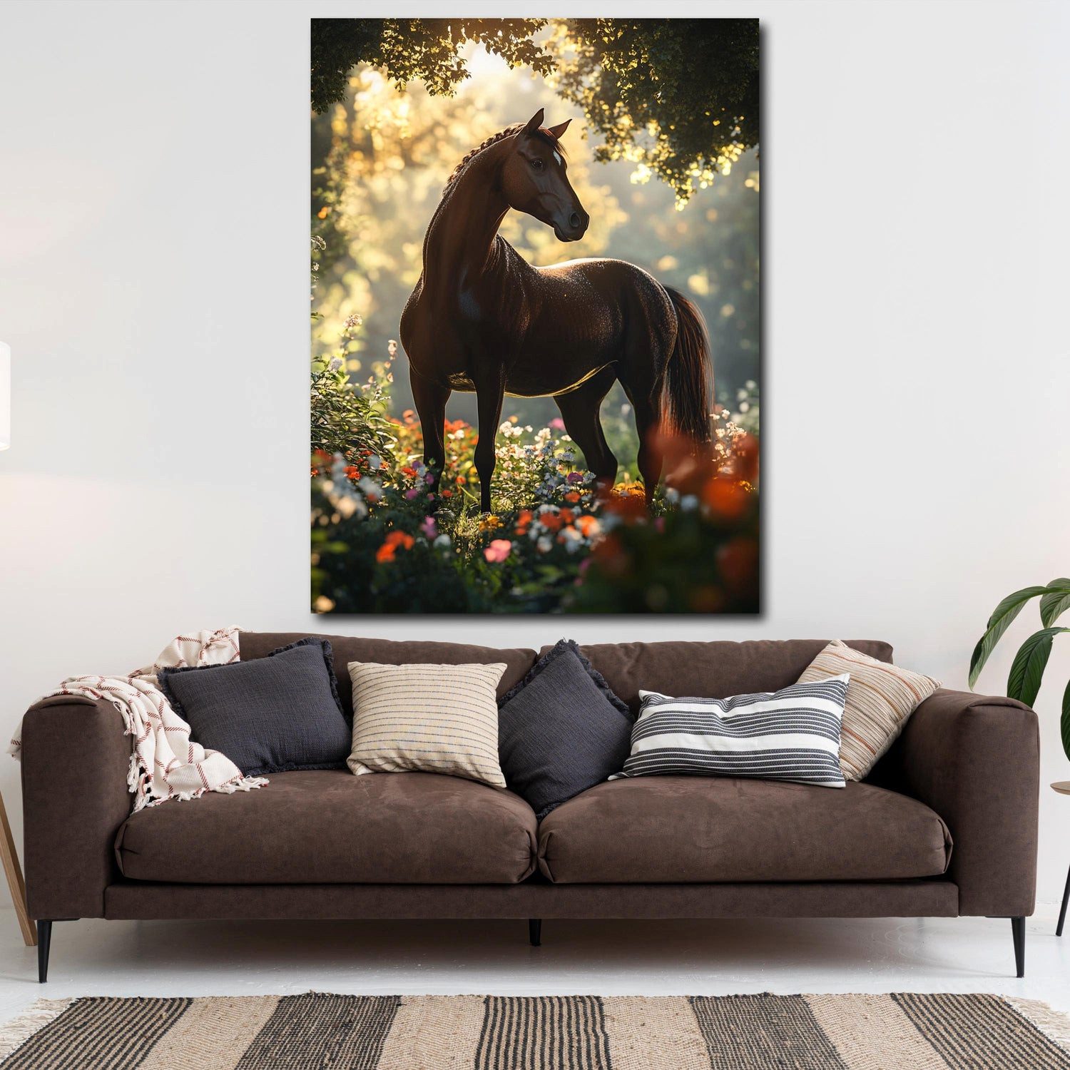 Artedinoi Leinwandbild Edles Pferd Waldlichtung Leinwandbild Wandbild Kunstdruck XL Wanddeko, Pferd auf Waldlichtung