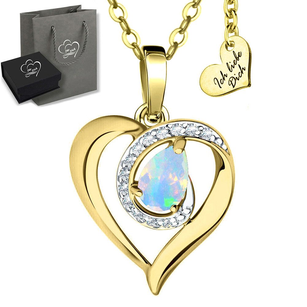 Limana Herzkette echter Opal Edelstein Kette mit Herz Anhänger 925 Silber g günstig online kaufen