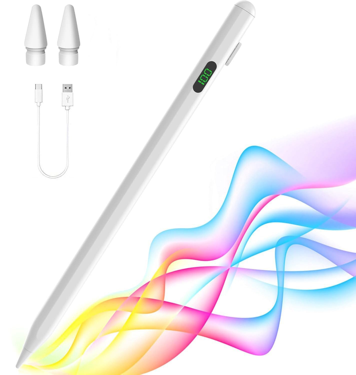 Fyrove Eingabestift Stylus Stift für iPad Apple 2018-2025 mit USB-C Schnellladeleistung (Palm Rejection und Neigungssensitivität für iPad Pro 13"/12,9"/11"/i-Pad 10/9/8/7/6. Gen/i-Pad Mini 6/5,/i-Pad Air 5/4/3. Gen)