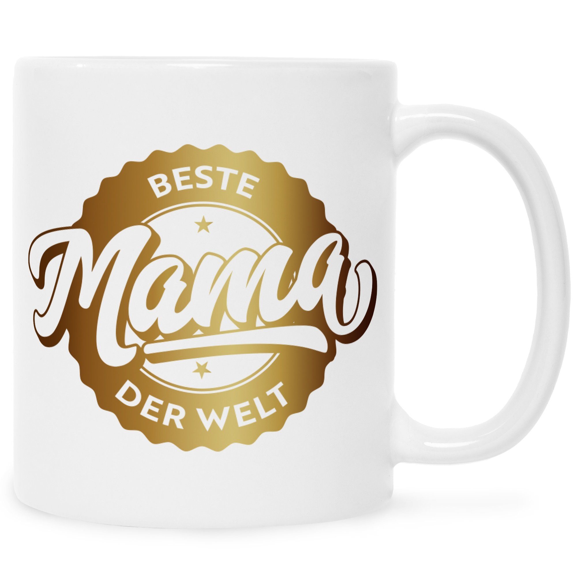 GRAVURZEILE Tasse Bedruckte Tasse mit Spruch - Beste Mama der Welt, Keramik, bedrucktes Geschenk für Mama zum Muttertag Weiß