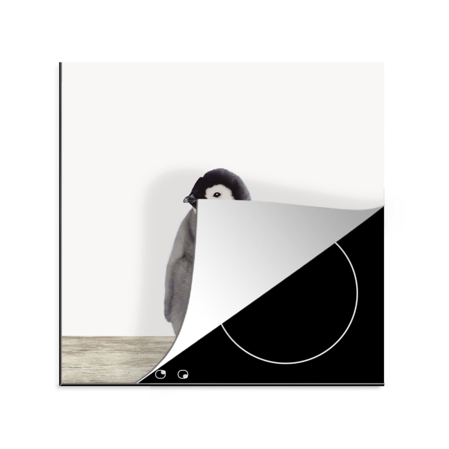 MuchoWow Herdblende-/Abdeckplatte Pinguin - Tiere - Baby, Vinyl, (1 tlg), 78x78 cm, Ceranfeldabdeckung, Arbeitsplatte für küche