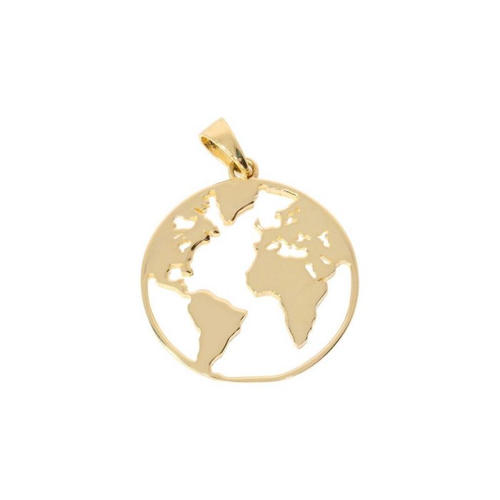 Stella-Jewellery Kette mit Anhänger Damen Anhänger Weltkugel 585 Gold ohne Kette (inkl. Etui) ohne Ketten