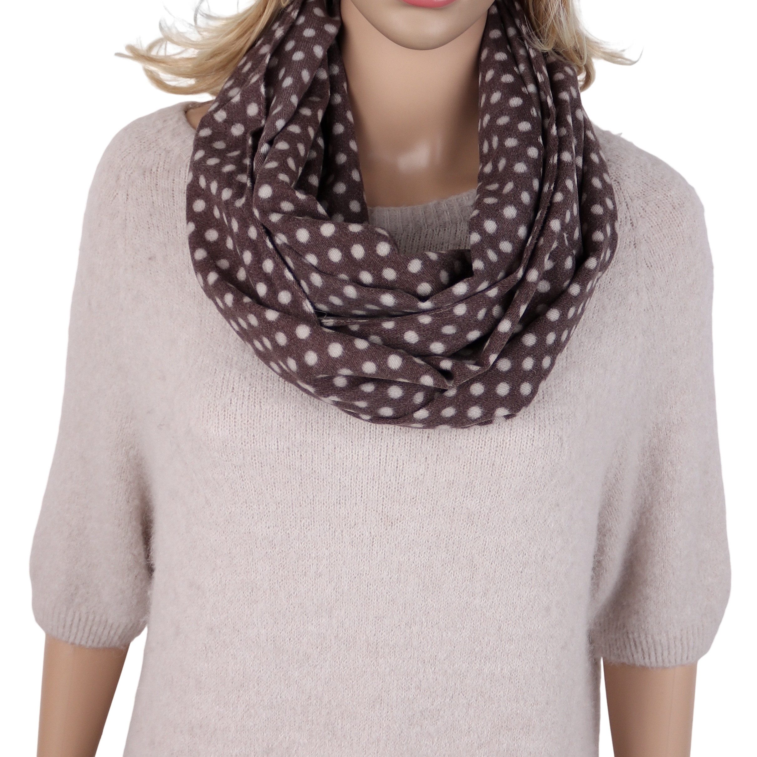 MIRROSI Loop Damen Loopschal, etwas dickerer Stoff, mit Punkte Muster, (ca.160x40cm, zweimal um den Hals wickelbar, Neue Kollektion Herbst/Winter 2026), superweicher Winterschal, dicker Schlauchschal