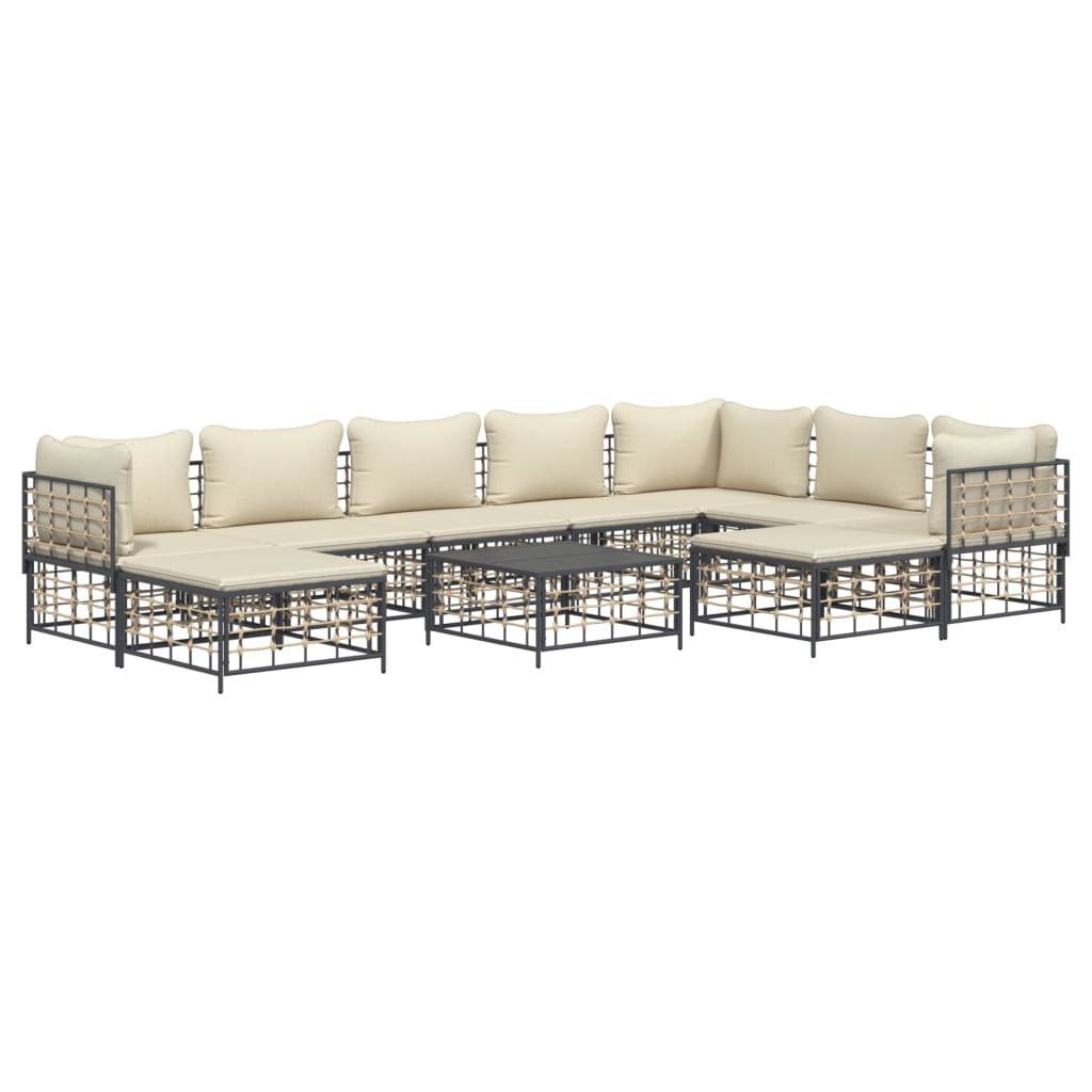 Vidaxl 10-tlg. Garten-lounge-set Mit Kissen Anthrazit Poly Rattan günstig online kaufen