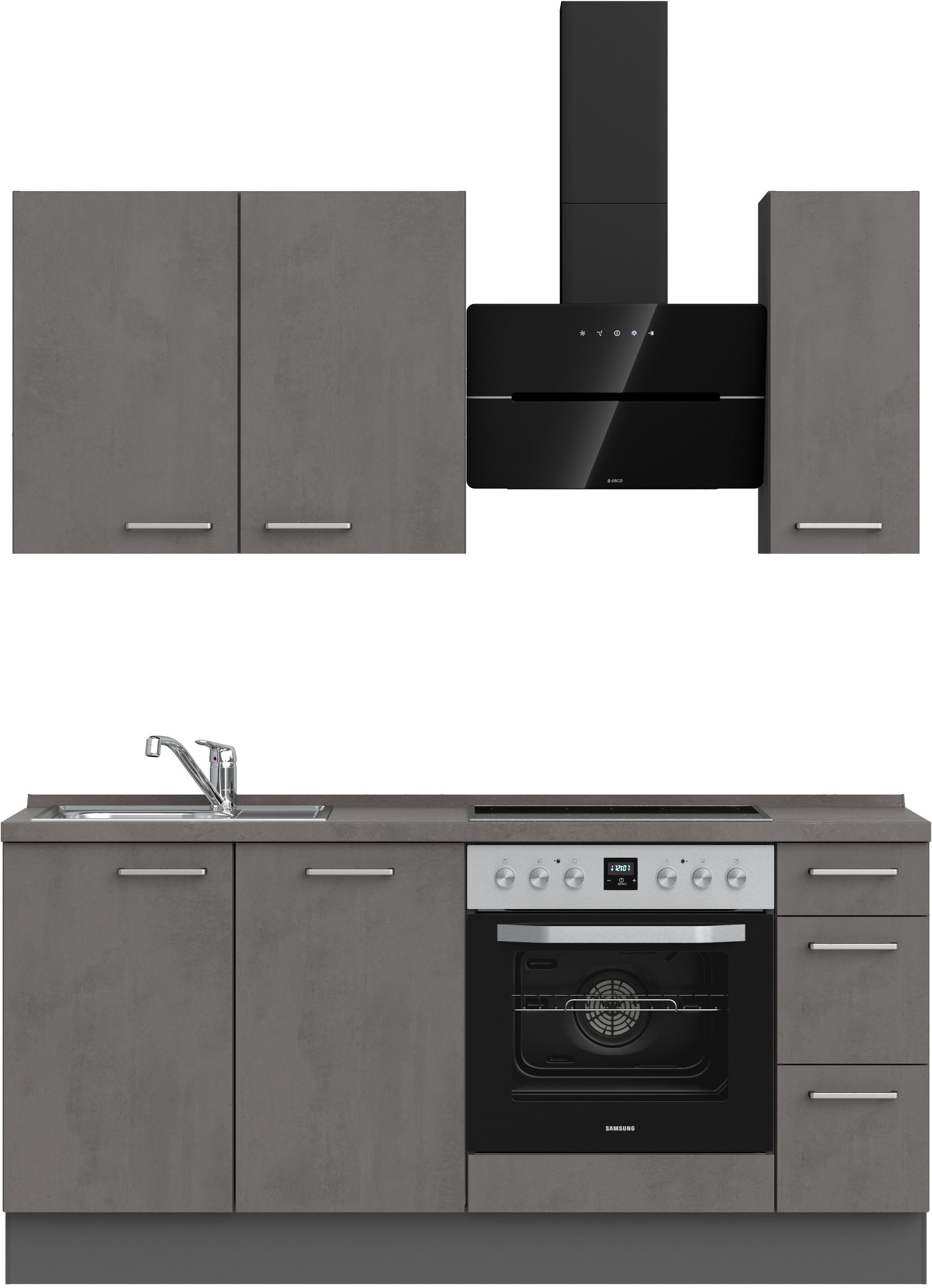 nobilia® Küchenzeile "Riva II", NEU: individuell anpassbar mit gratis Profi-Beratung, vormontiert, Breite 180 cm, Ausrichtung wählbar, wahlw. mit E-Geräten