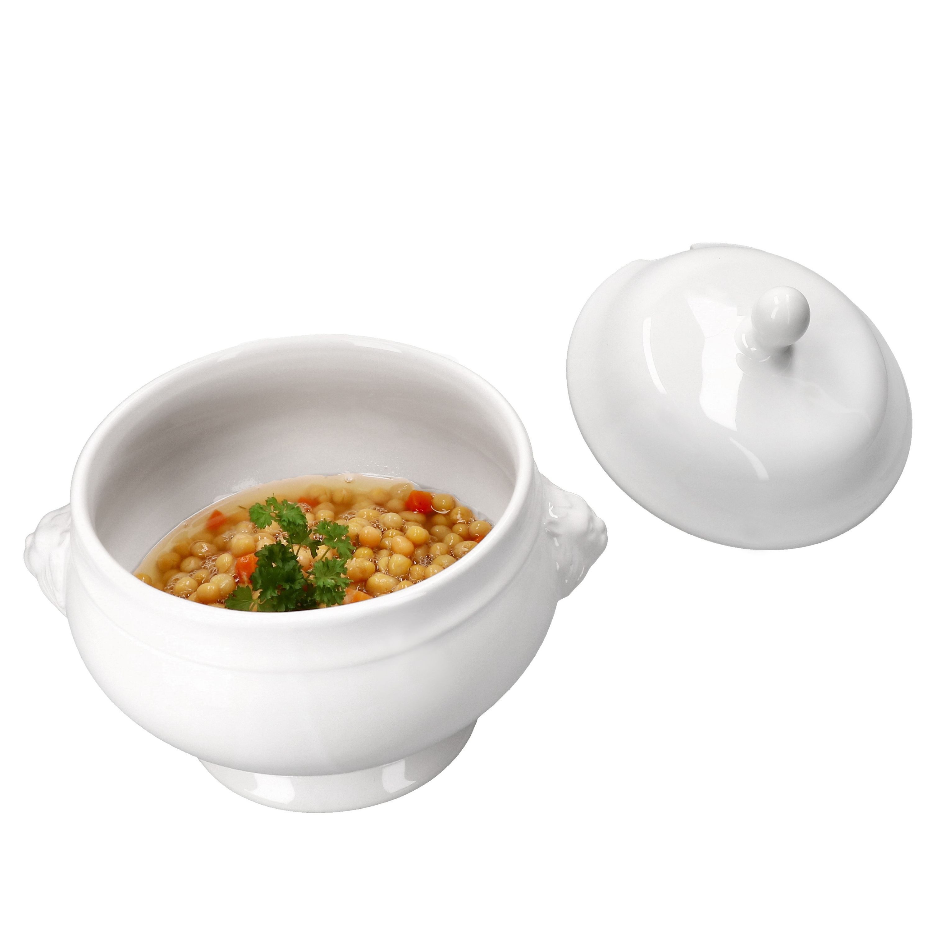 Suppenschüssel LEO Löwenkopf-Terrine 2L mit Deckel weiß XL-Suppenschale Schüssel