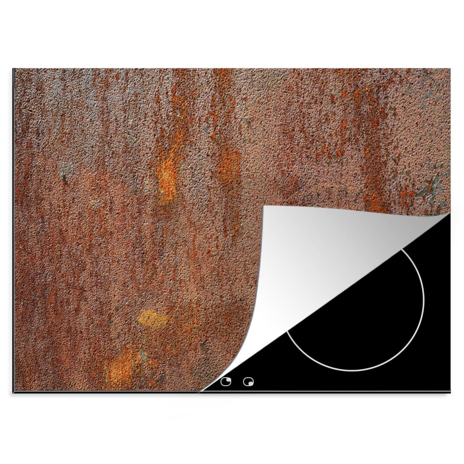 MuchoWow Herdblende-/Abdeckplatte Retro - Rostig - Induktionsschutz - Bügeleisen - Abdeckplatte, Vinyl, (1 tlg), 60x52 cm, Mobile Arbeitsfläche nutzbar, Ceranfeldabdeckung
