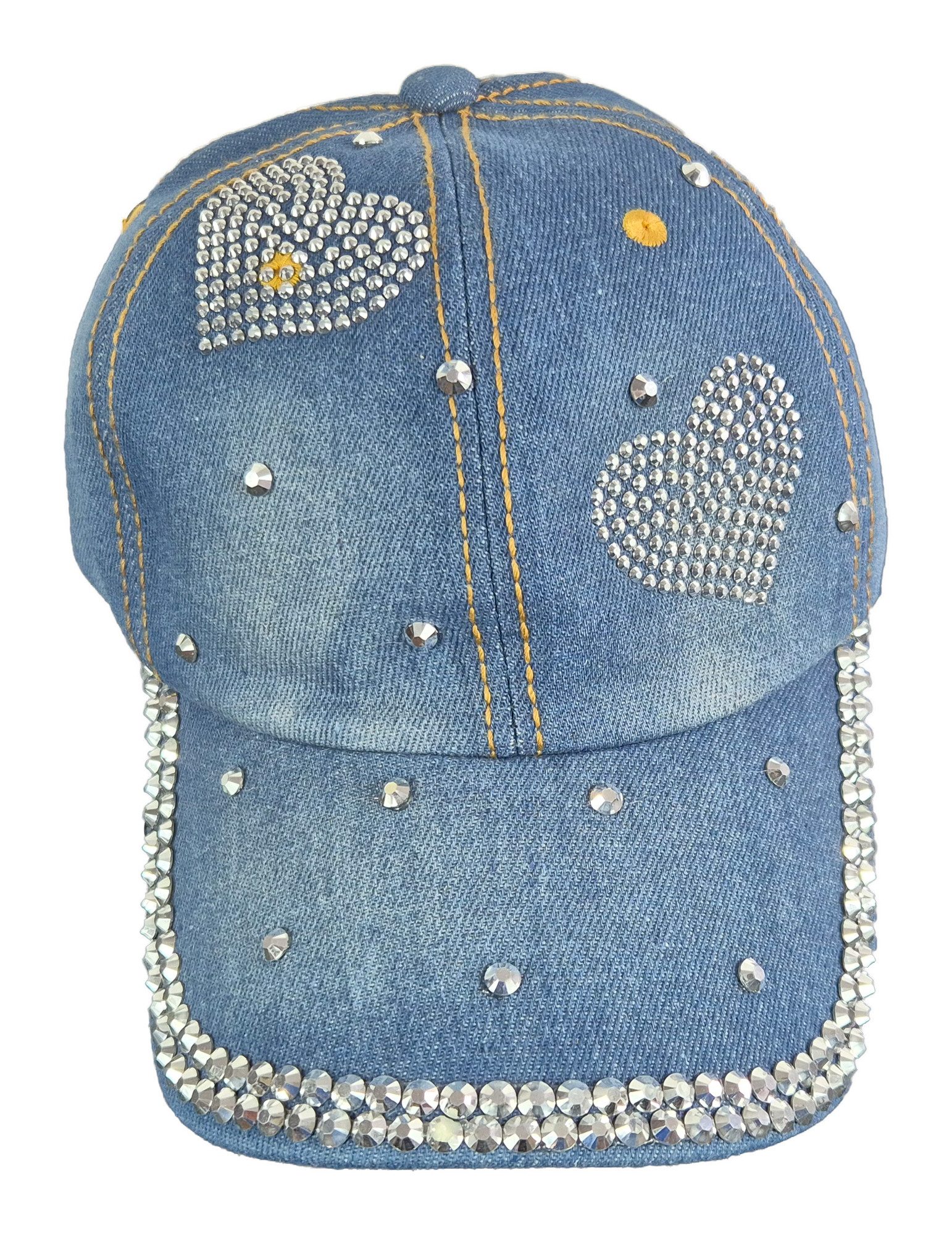 Einkaufszauber Schirmmütze Designer Baseball Cap Schirmmütze Jeans mit Herz Aus echtem Denim Jeansstoff gefertigt – Bild 2 von 5