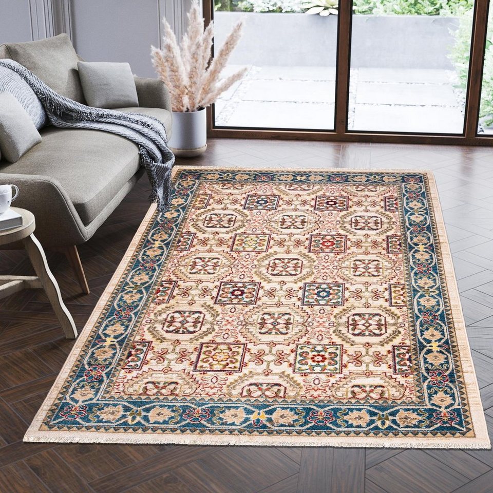 Orientteppich Oriente Teppich - Traditioneller Teppich Orient Beige Blau,  Mazovia, 200 x 305 cm, Geeignet für Fußbodenheizung, Pflegeleicht,  Wohnzimmerteppich