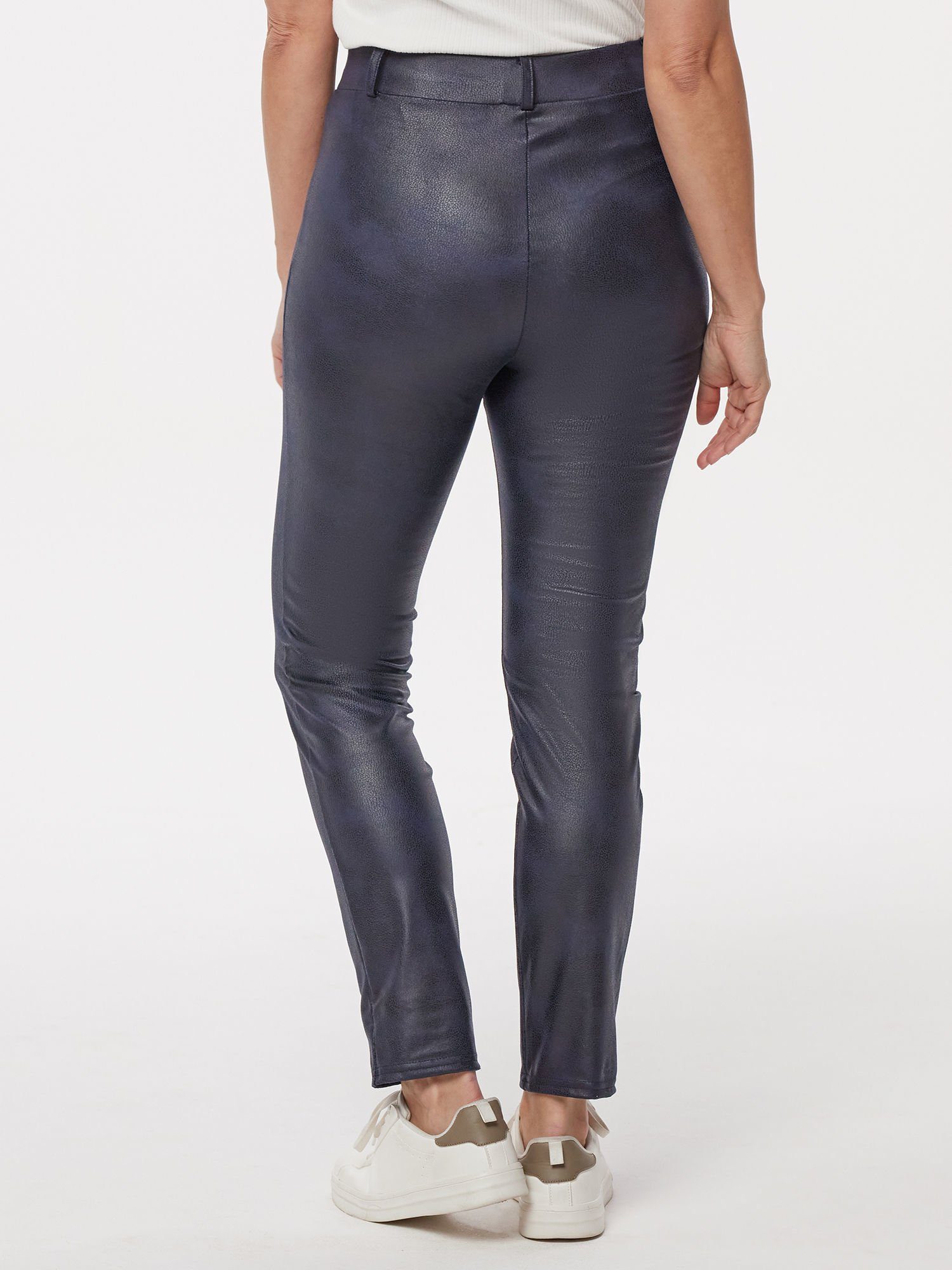 elastisch Lederimitathose blue MONACO Leggings navy Lammnappalederoptik in