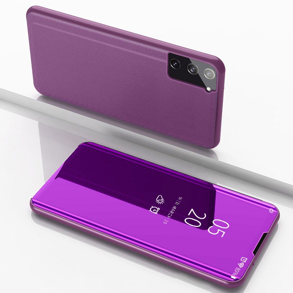 FITSU Handyhülle Spiegel Hülle für Samsung Galaxy S21 Handytasche, Schlanke Klapphülle, elegantes Flipcase, Handyhülle mit Standfunktion