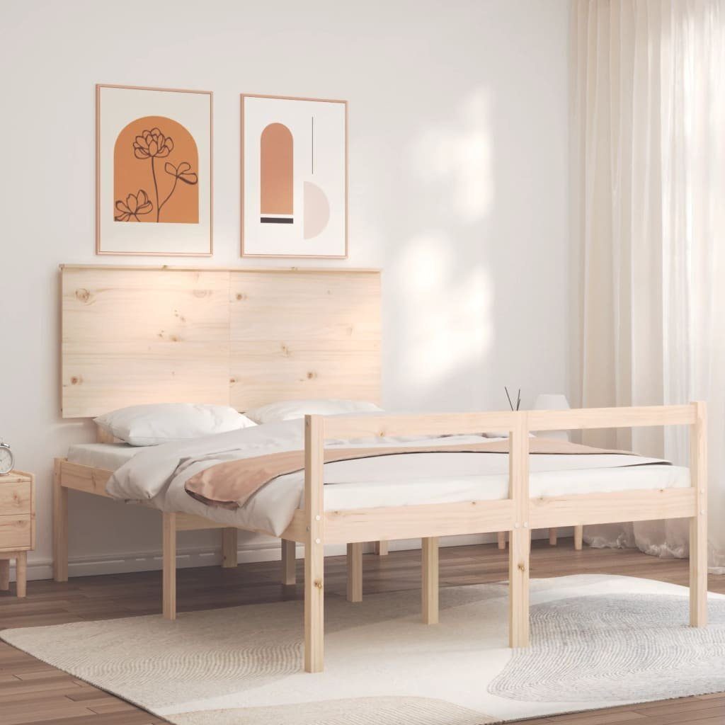 vidaXL Bett Seniorenbett mit Kopfteil Massivholz