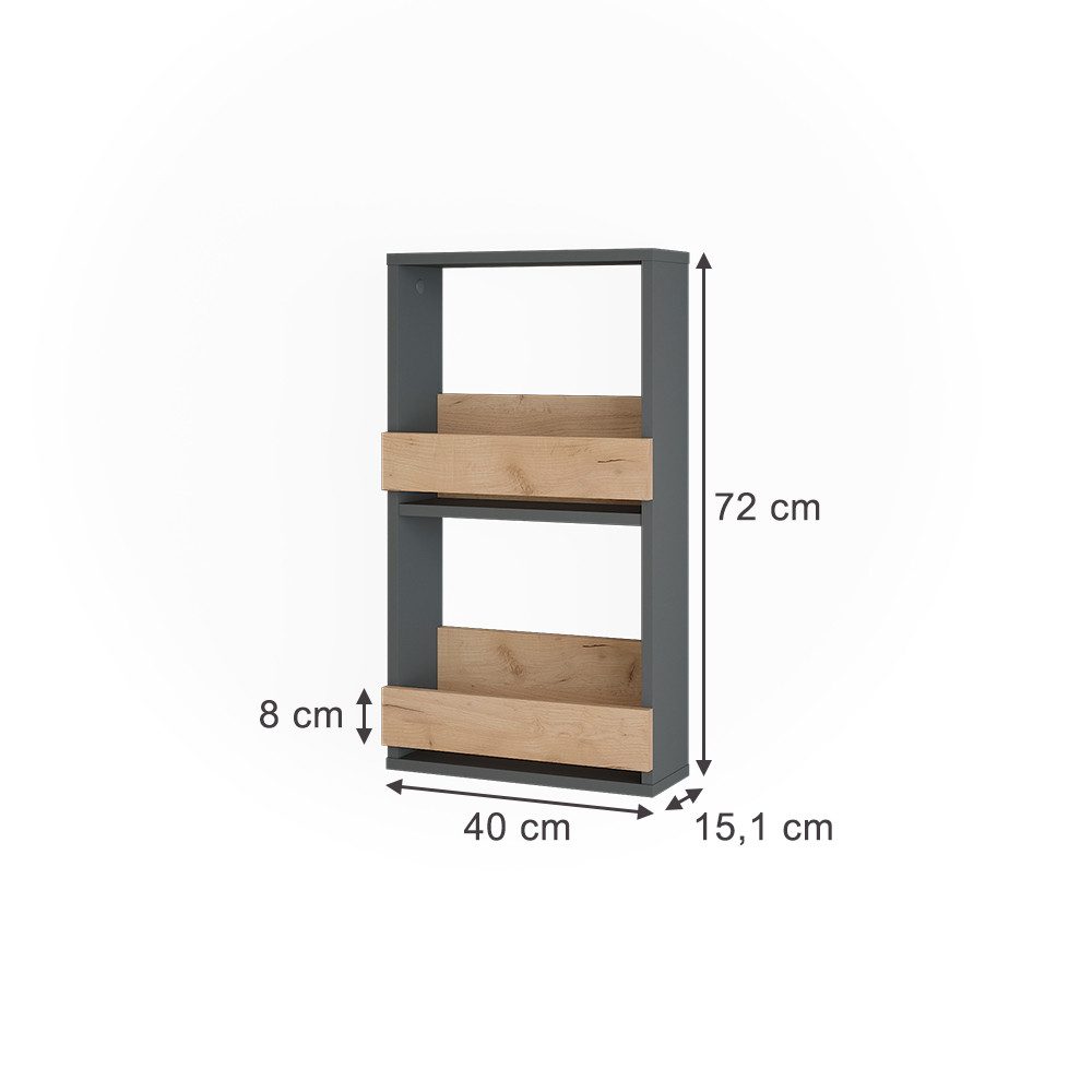 Vicco Weinregal Repose, Goldkraft Eiche/Anthrazit, 40 x 72 cm günstig online kaufen