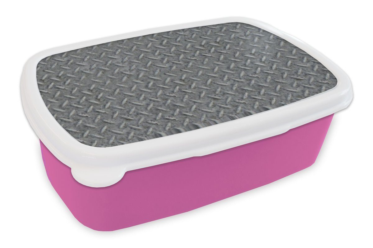 (2-tlg), Brotbox Stahl Snackbox, Kinder, Muster, Lunchbox Kunststoff, Kunststoff Mädchen, Brotdose - rosa - für Industrie Erwachsene, MuchoWow Rost -