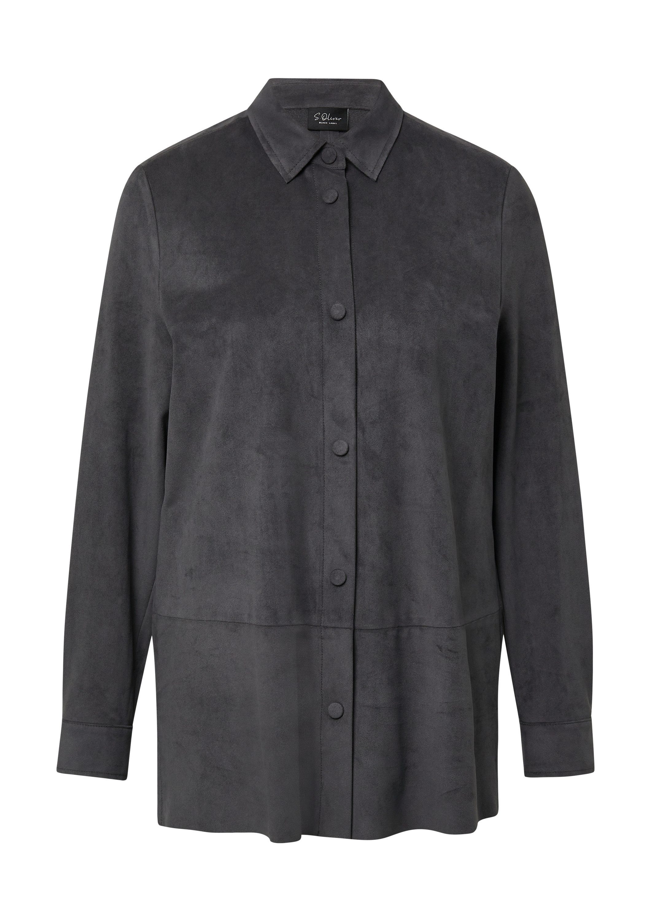 s.Oliver Hemdjacke Indoor-Jacke Longbluse in Veloursleder-Optik günstig online kaufen