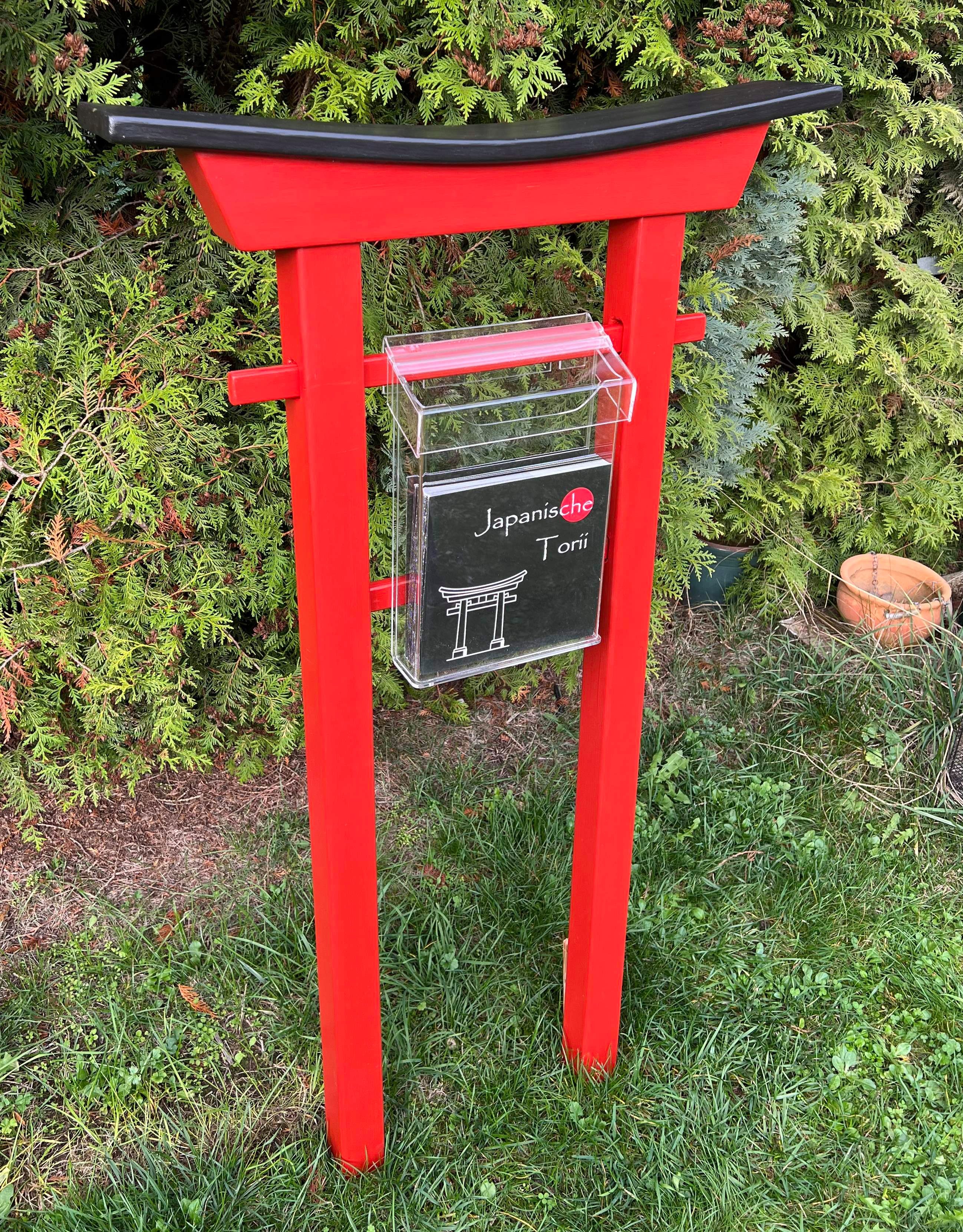 AAF Nommel Standbriefkasten Prospektständer im japanischen Torii-Design Wasserfest für A4 Flyer, Wasserfest für innen und außen