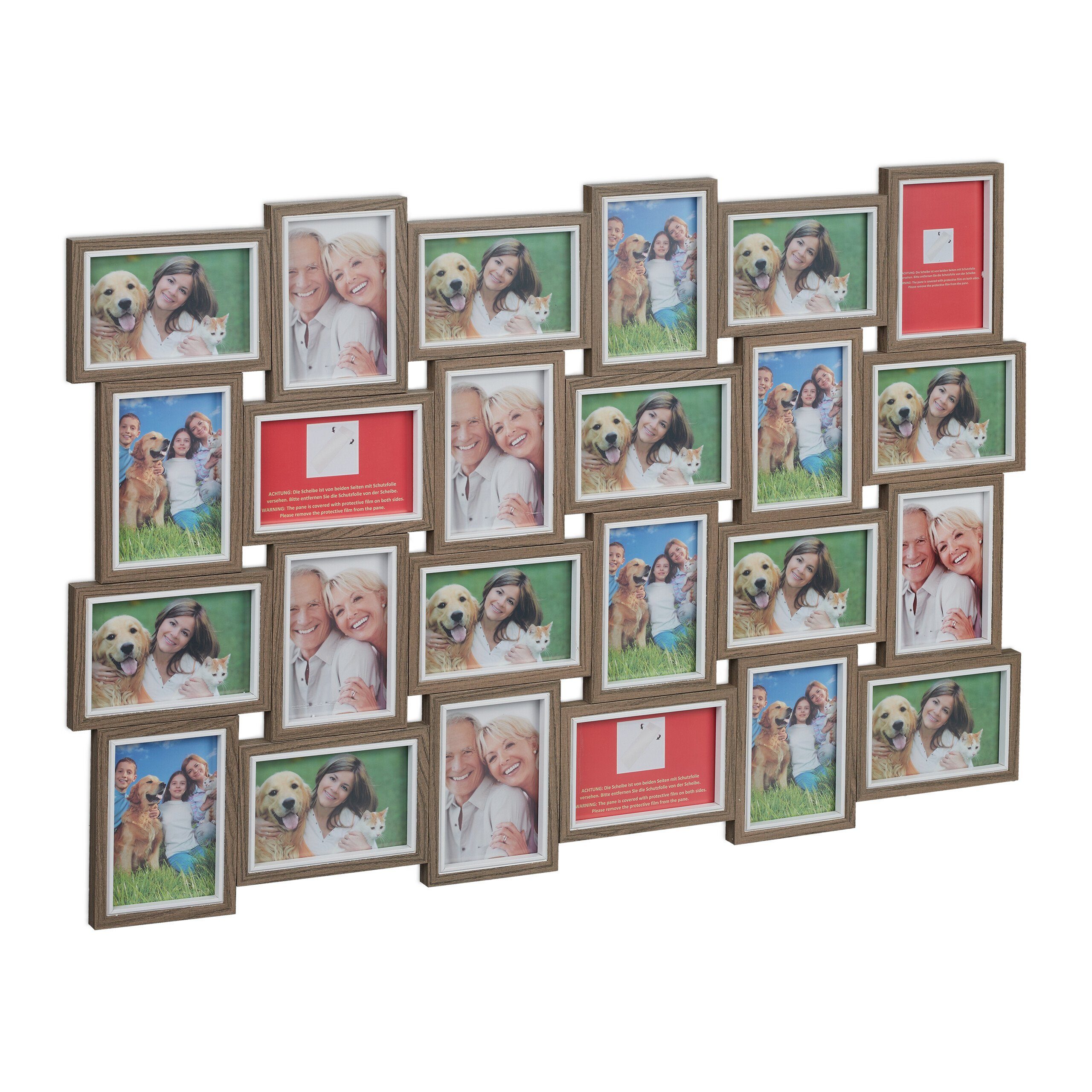 relaxdays Bilderrahmen Collage für 24 Bild, dunkelbraun günstig online kaufen