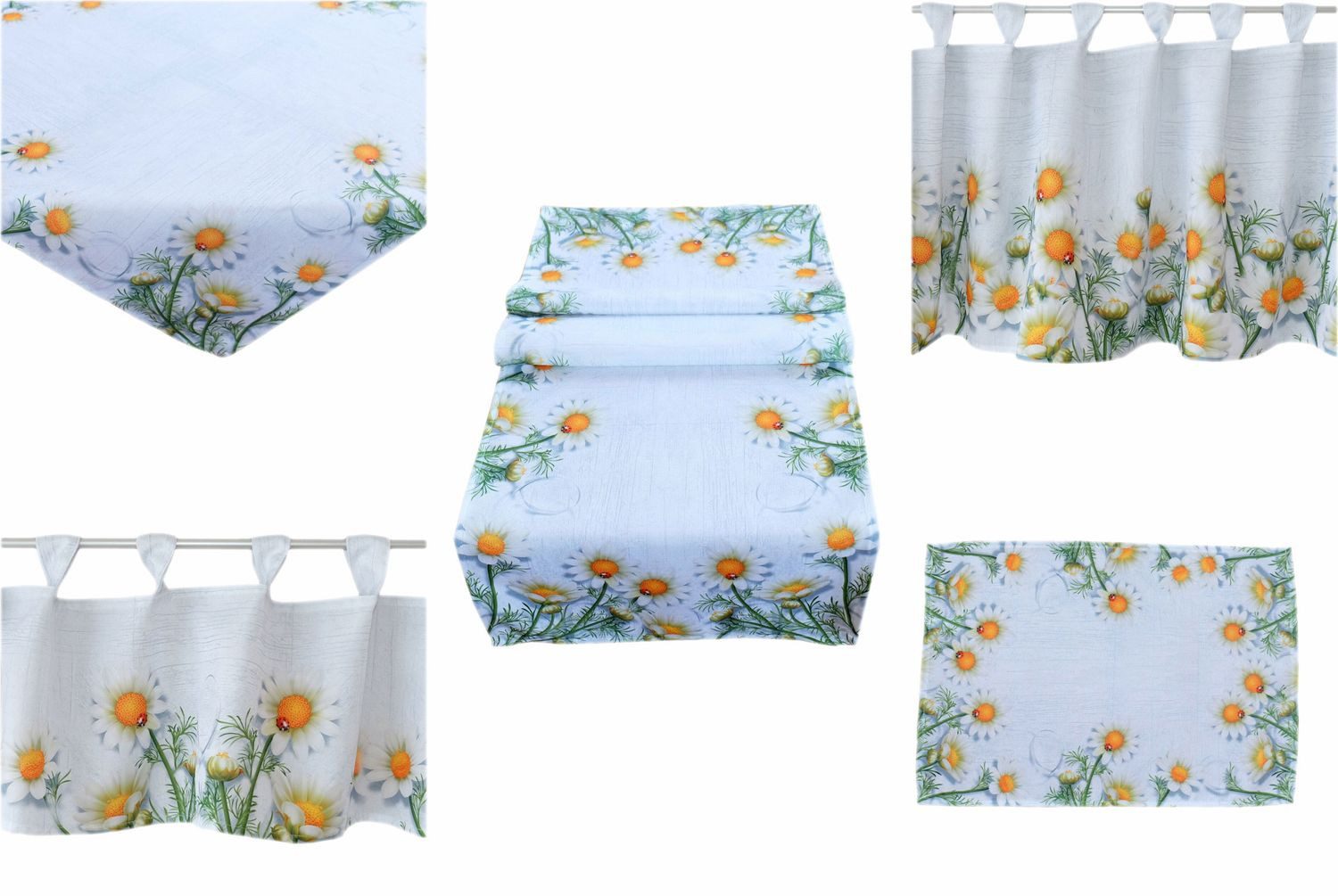texpot Tischdecke Druck Kamillenblüten Blumen Tischläufer günstig online kaufen