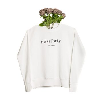 missforty Sweatshirt Damen Sweatshirt Pulli Basic Sport ohne Kapuze Baumwolle Unifarben mit Logoprint, mit Print