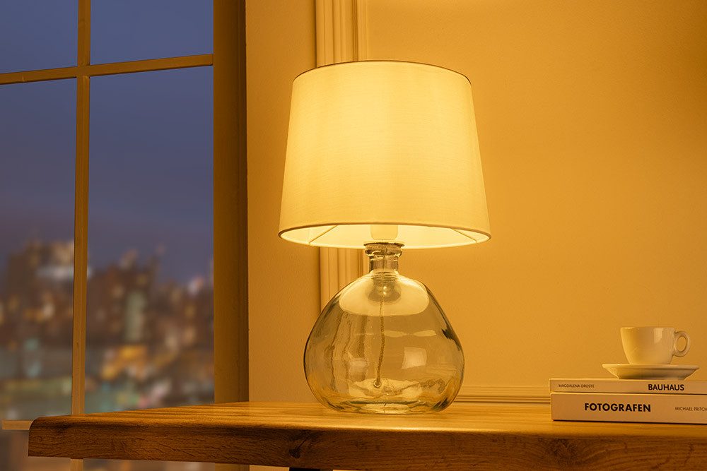 riess-ambiente Tischleuchte CLASSIC 45cm transparent / weiß · Tischleuchte aus Glas mit Schirm, Ein-/Ausschalter, ohne Leuchtmittel, Wohnzimmer · Dekoration · Schlafzimmer · Modern Design