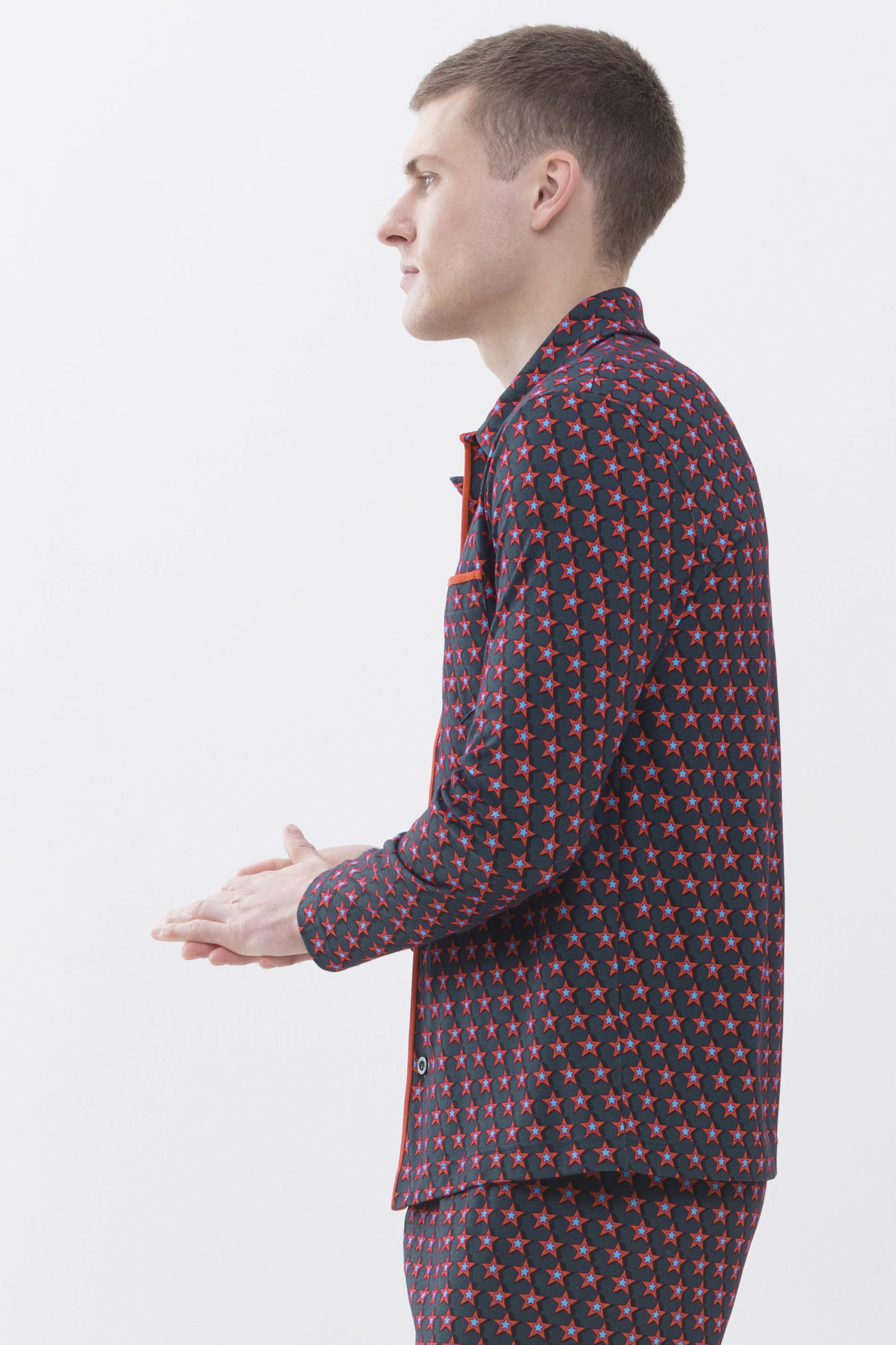 Mey Pyjamaoberteil Mey Herren Pyjama-Shirt Serie RE:THINK STAR (1-tlg)