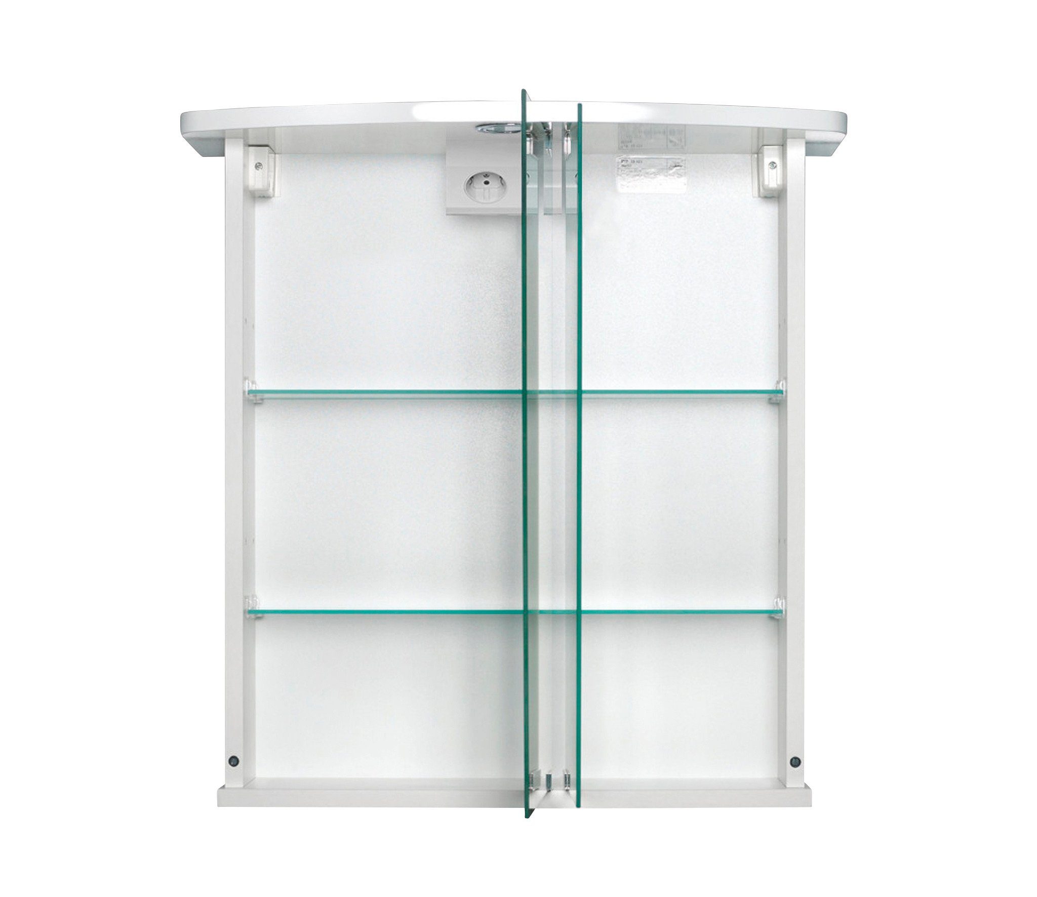 jokey Spiegelschrank asymmetrisch Zwei weiß, geteilte Breite, LED Kristallglasspiegeltüren Numa 58 cm