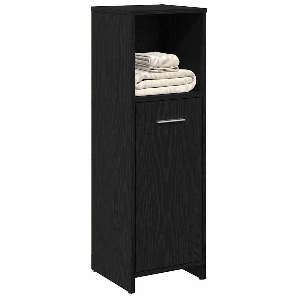 vidaXL Badezimmer-Set Badezimmerschrank Schwarz Eiche 30x30x95 cm Holzwerkstoff, (1-St) – Bild 3 von 5