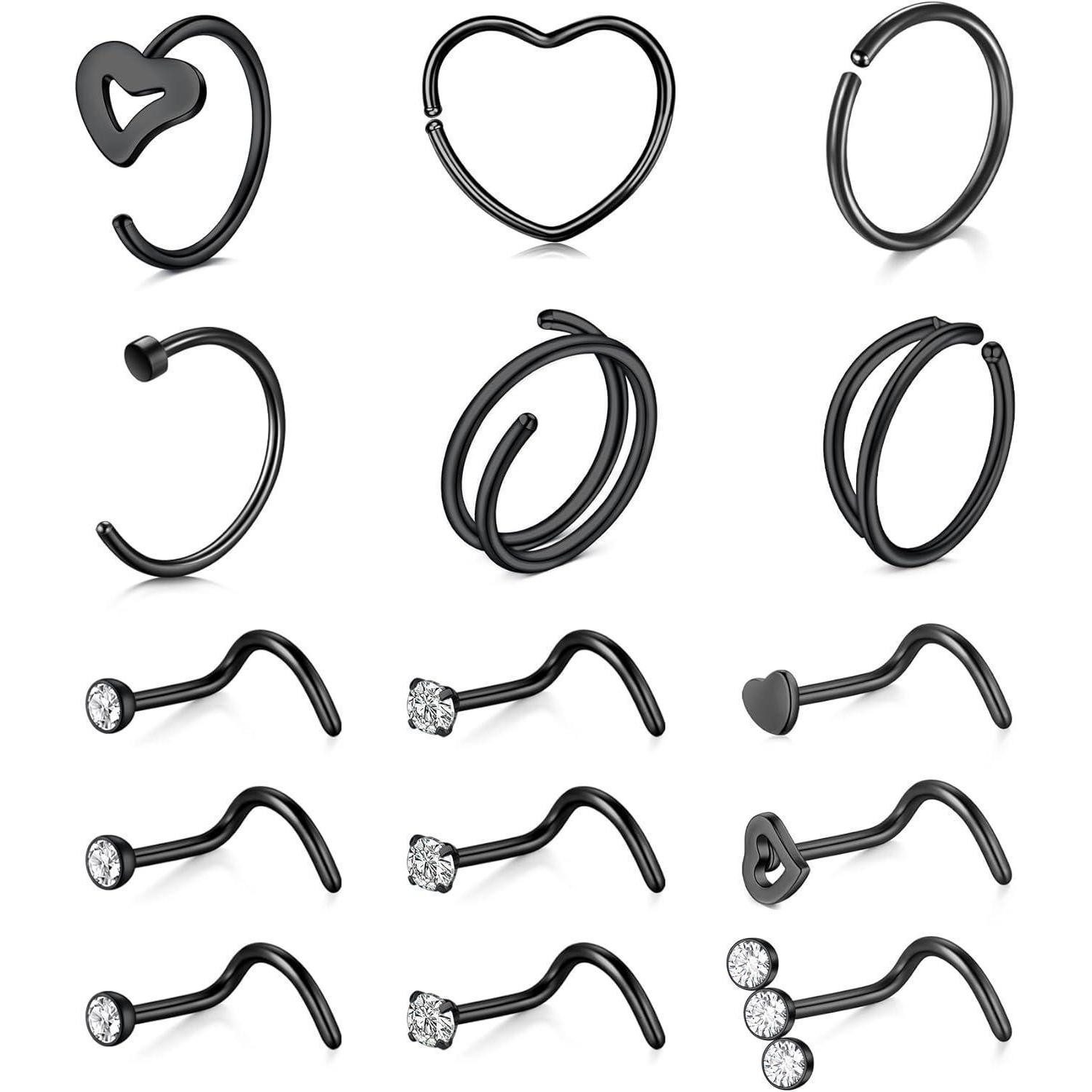 MODRSA Nasenpiercing-Set Nasenpiercing Set Chirurgenstahl 20gauge Piercing Nase Screw Nose Stud