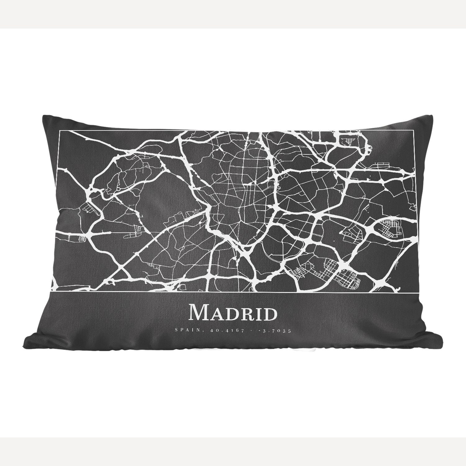 - Wohzimmer Stadtplan, MuchoWow Dekokissen Schlafzimmer Karte Madrid - Zierkissen, Dekokissen mit Füllung, Dekoration,