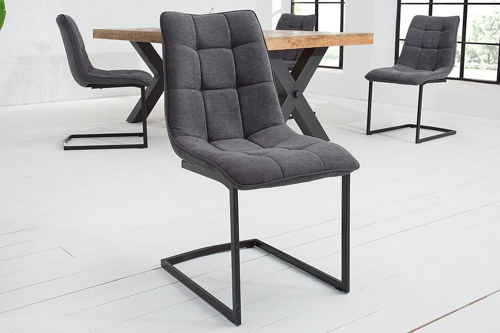 riess-ambiente Freischwinger MIAMI dunkelgrau / schwarz (Einzelartikel, 1 St), Esszimmer · Webstoff · Metall · Industrial