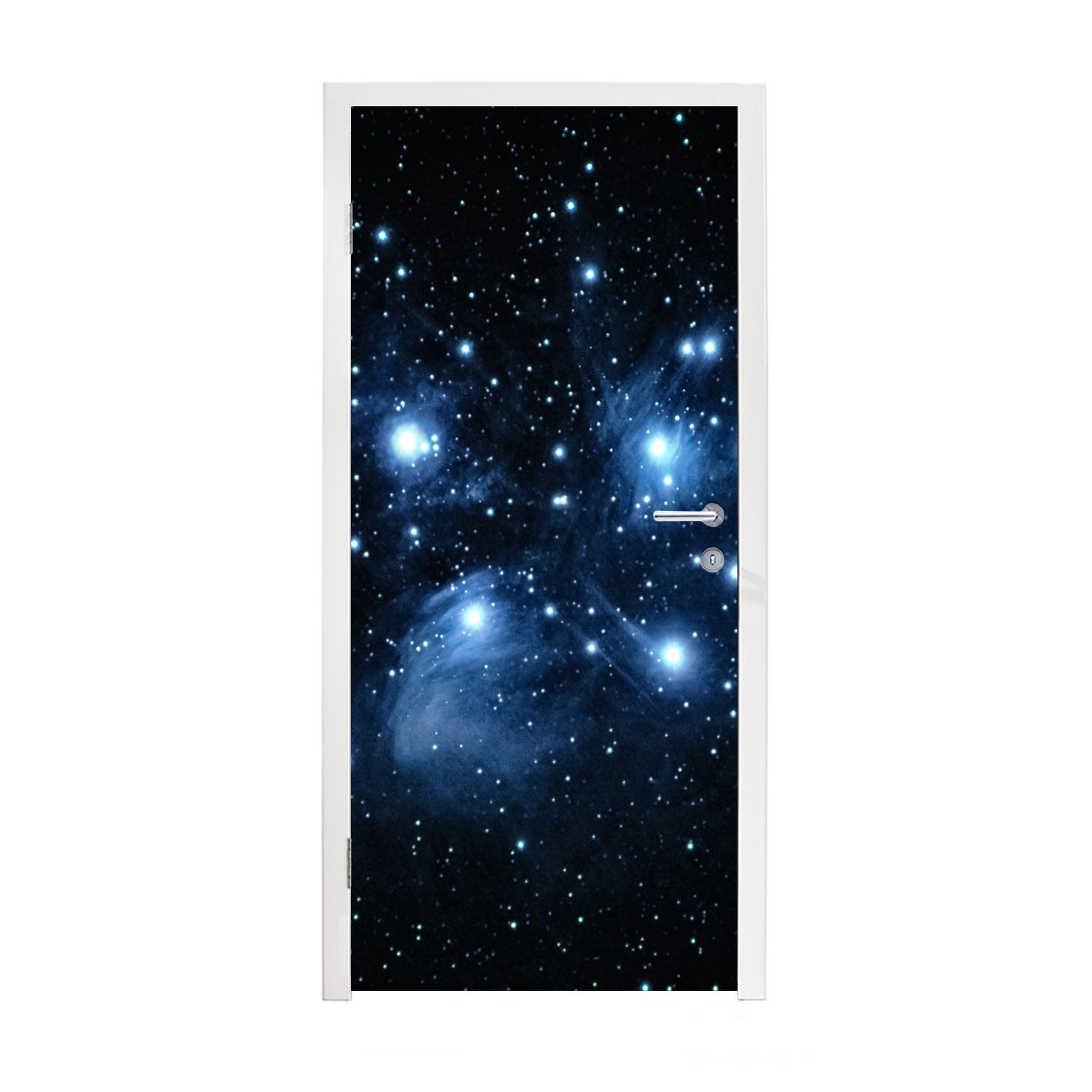 MuchoWow Türtapete Universum - Planeten - Sterne - Jungen - Mädchen - Kinder, Matt, bedruckt, (1 St), Selbstklebende Tapete, Folie für Möbel, 75x205 cm