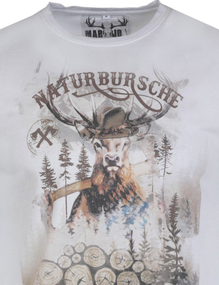 Mit Hirschmotiv, Trachtenshirt MarJo T-Shirt mit Herren 'Guido'