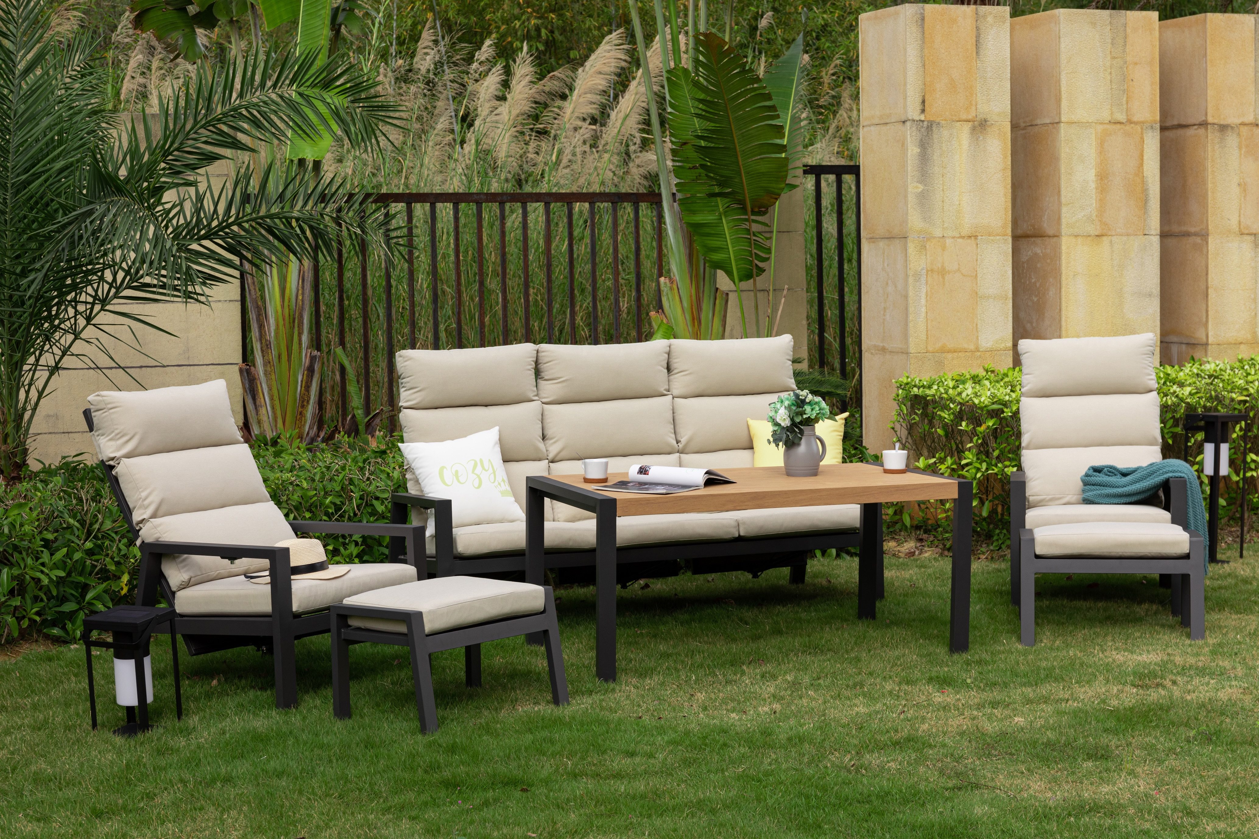 MANDALIKA Garden Gartenlounge-Set Business Class für den Garten XL Dining Lounge Set Sunrise Aluminium