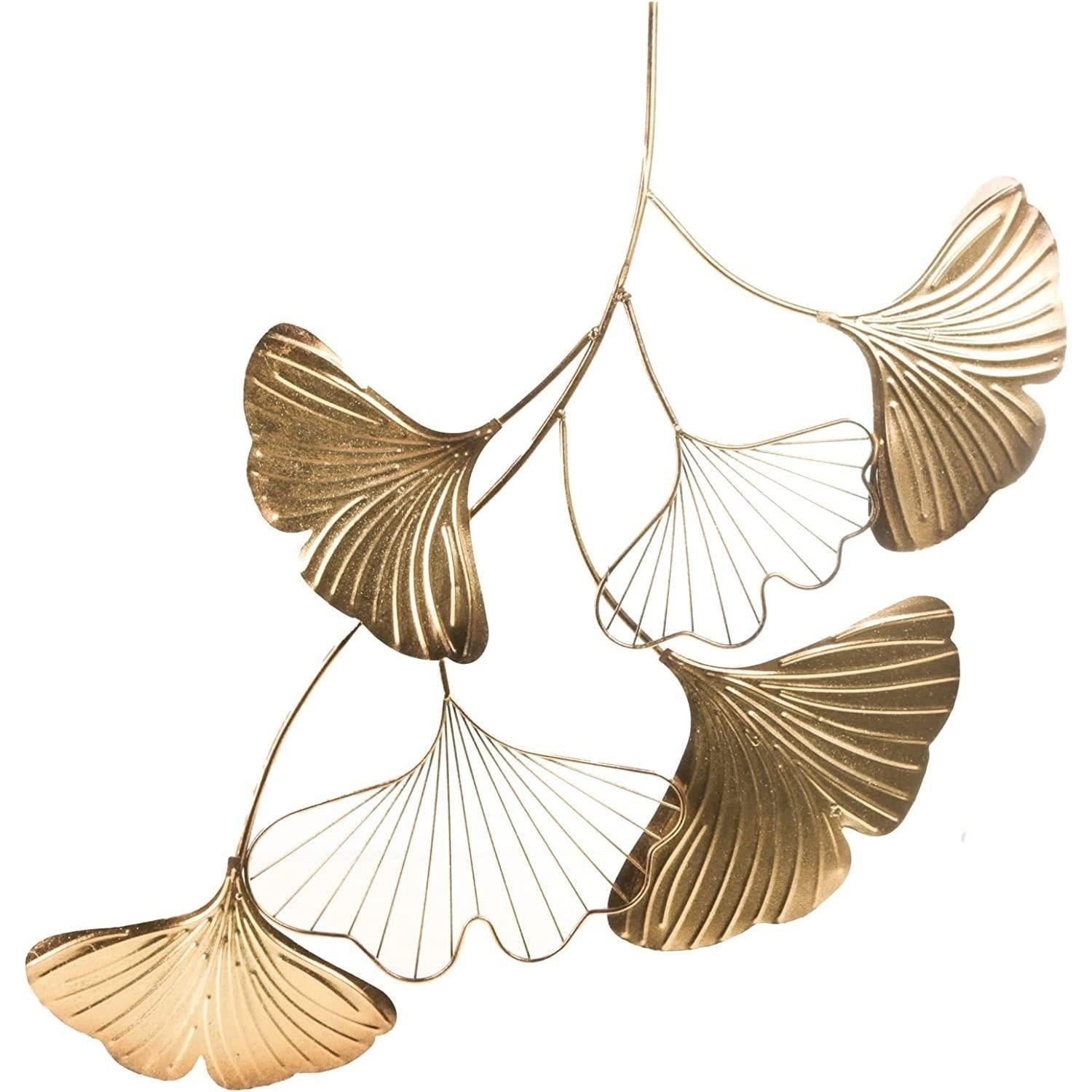 Logbuch-Verlag Dekofigur Wanddekoration Ginkgo Blätter gold aus Metall85 cm