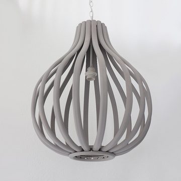 Grafelstein Hängeleuchte PEAR grau aus Holz XXL-Holzlampe mit Streben D50cm