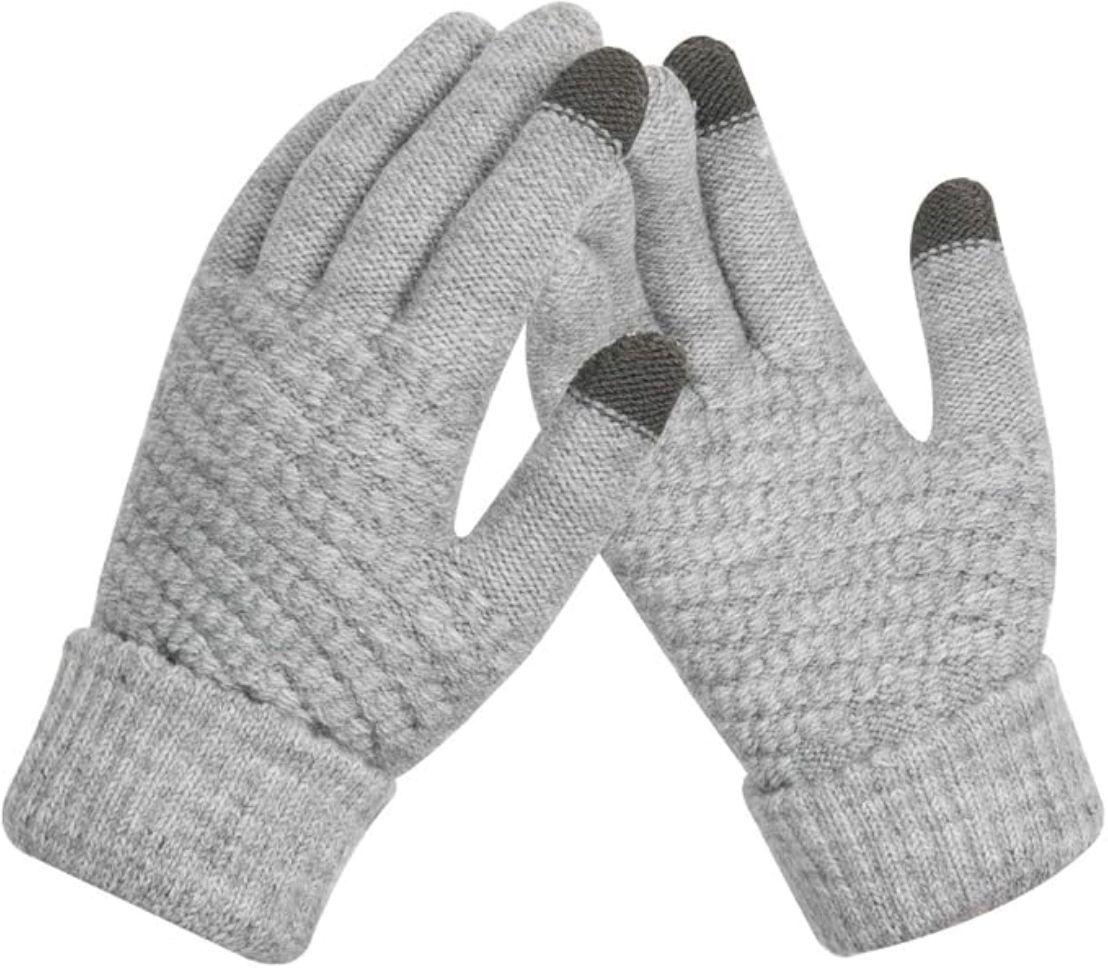 LA CUTE Strickhandschuhe Winterhandschuhe Strick warm Touchscreen Outdoor-Einsatz Grau (Winterhandschuh-Set mit Touch-Funktion & Isolierung, 1 Paar Damenhandschuhe – ideal für kalte Wintertage) Touchscreen-fähig & winddicht – ideal für Outdoor im Winter