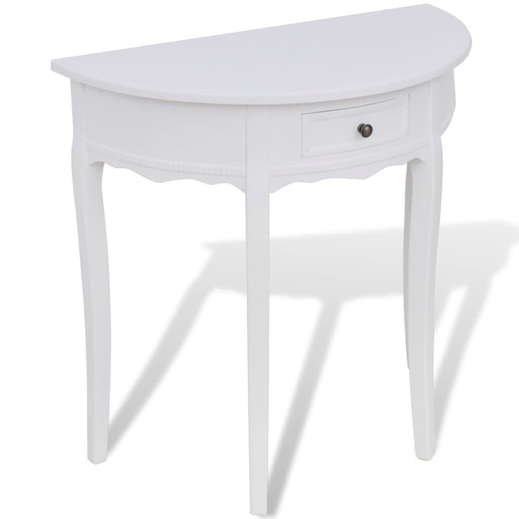 furnicato Konsolentisch Weiß 80 x 40 x 78 cm aus MDF und Kiefernholz (1-St), Beistelltisch mit integriertem Schubfach für Flur oder Wohnzimmer