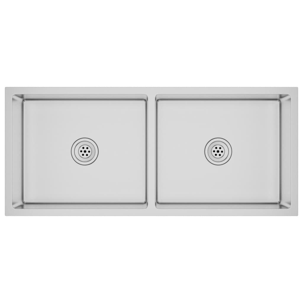 vidaXL Кухниspüle Küche Spülbecken Massive Einbauspüle Edelstahl, 100/44 cm