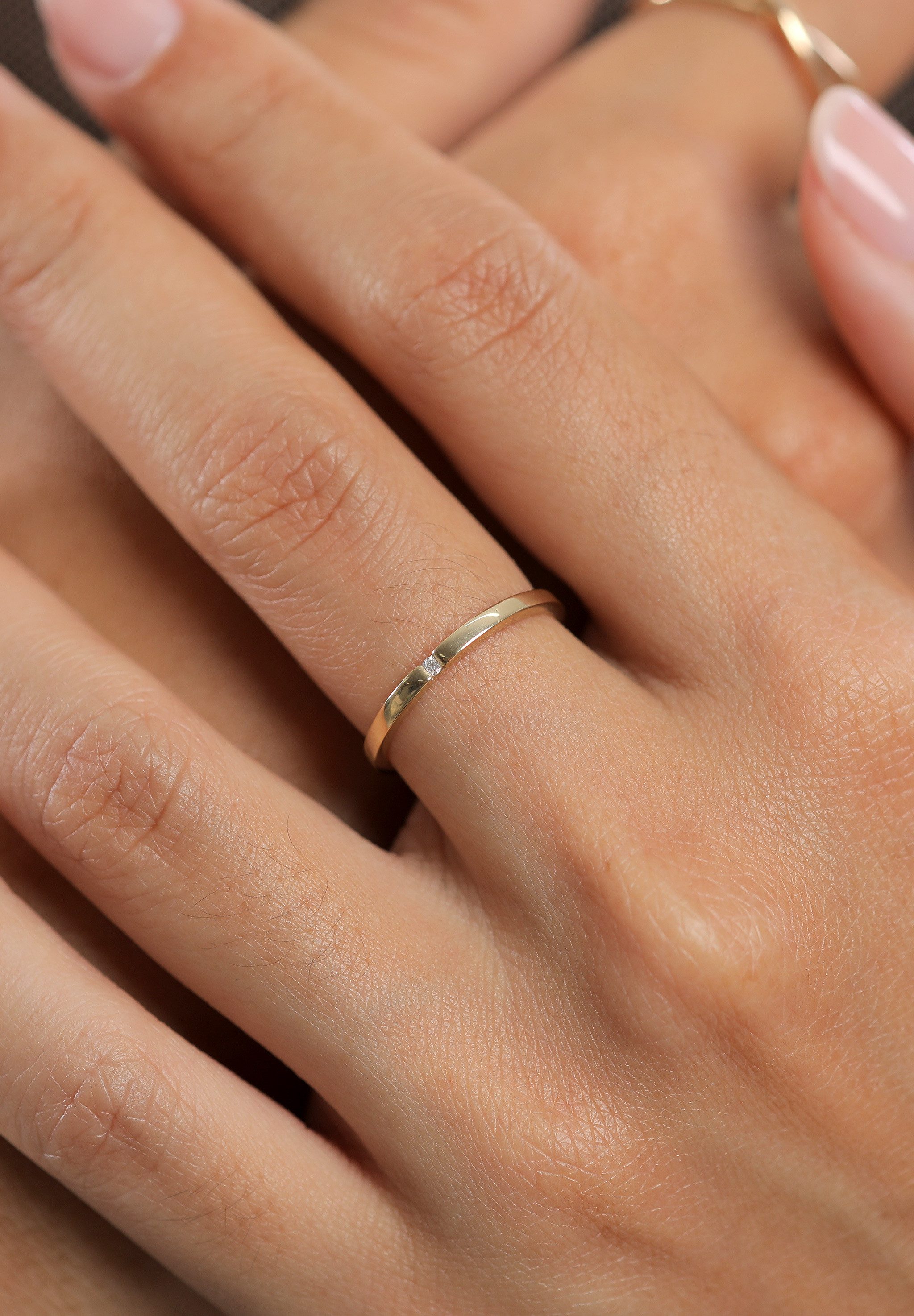 Elli DIAMONDS Verlobungsring Ehering Solitär Diamant Weiß (0.015 ct) Schmuck Geschenk 585 Gelbgold