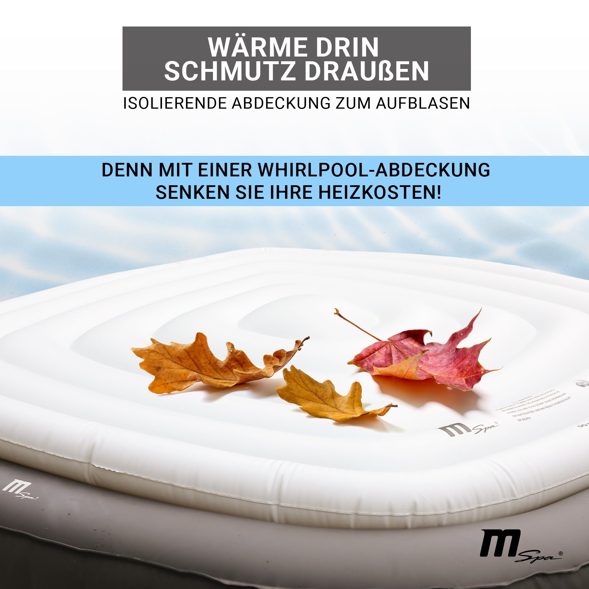 mSpa Pool-Abdeckplane Miweba MSpa Whirlpool aufblasbare Abdeckung (1-St., Thermoabdeckung, isolierend), 165 x 165 cm große Abdeckhaube für 6 Personen Pools - quadratisch