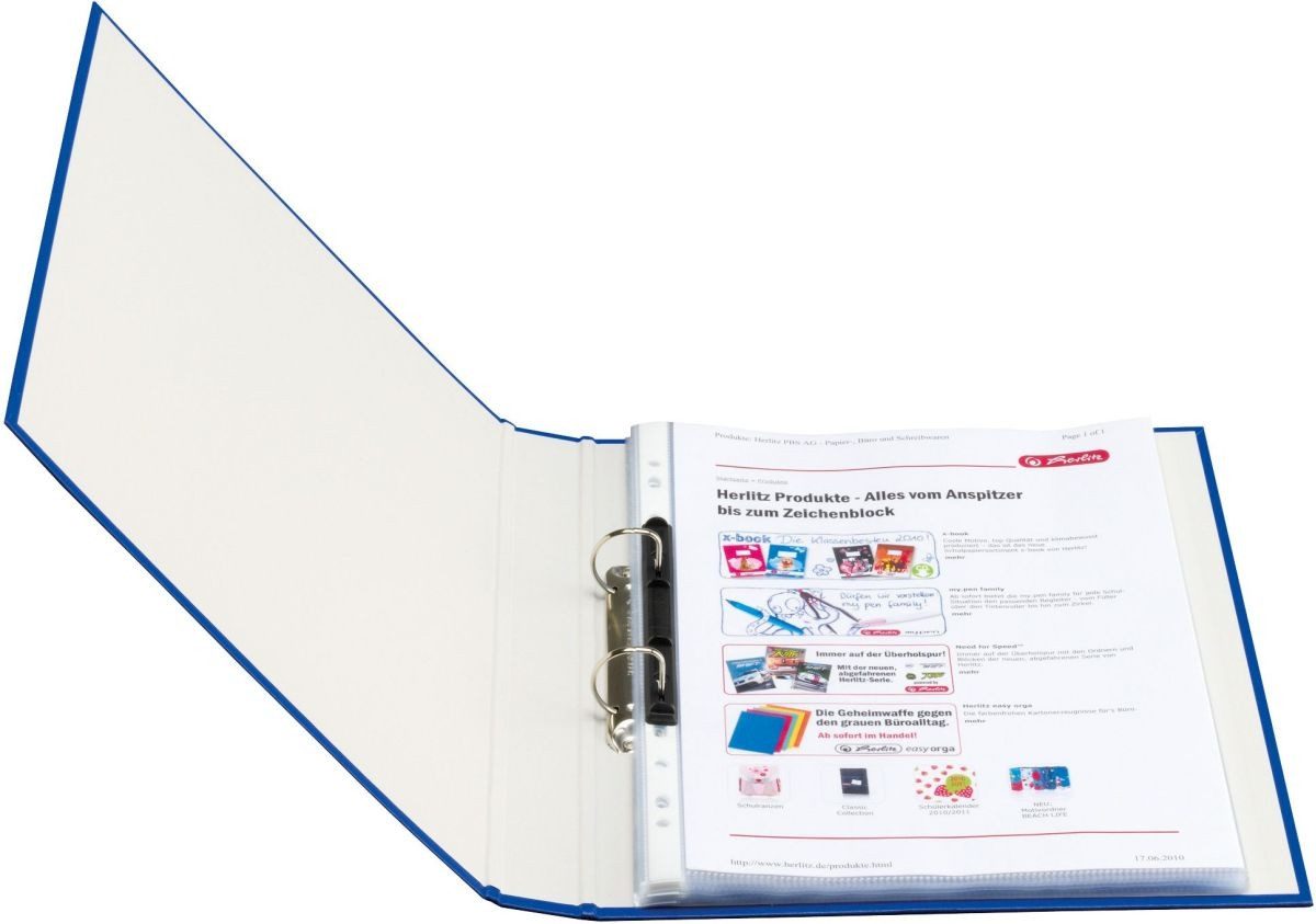 Thumbnail - Herlitz Präsentationsordner Ringbuch protect 2 Ringe 25mm A4 blau maX.file.