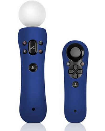 Speedlink Konsolen-Tasche Guard Kit Blau Set Silikon Skin Schutz-Hülle, Grip für Sony PS Move + Navigation Controller auch für PS VR PS3 PS4