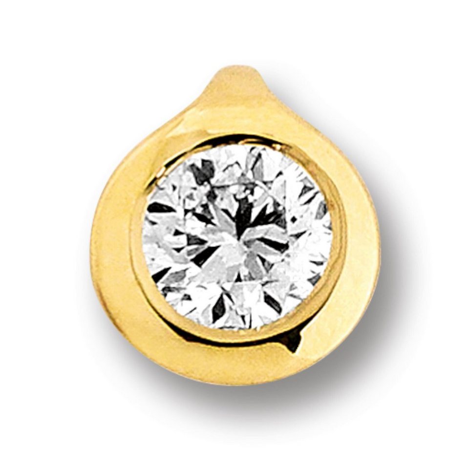 ONE ELEMENT Kette mit Anhänger 0.1 ct Diamant Brillant Zarge Anhänger aus  585 Gelbgold, Damen Schmuckset - Set mit verstellbarer Halskette, Breite :  4,70 mm - Höhe : 5,30 mm - Durchmesser: 4,7